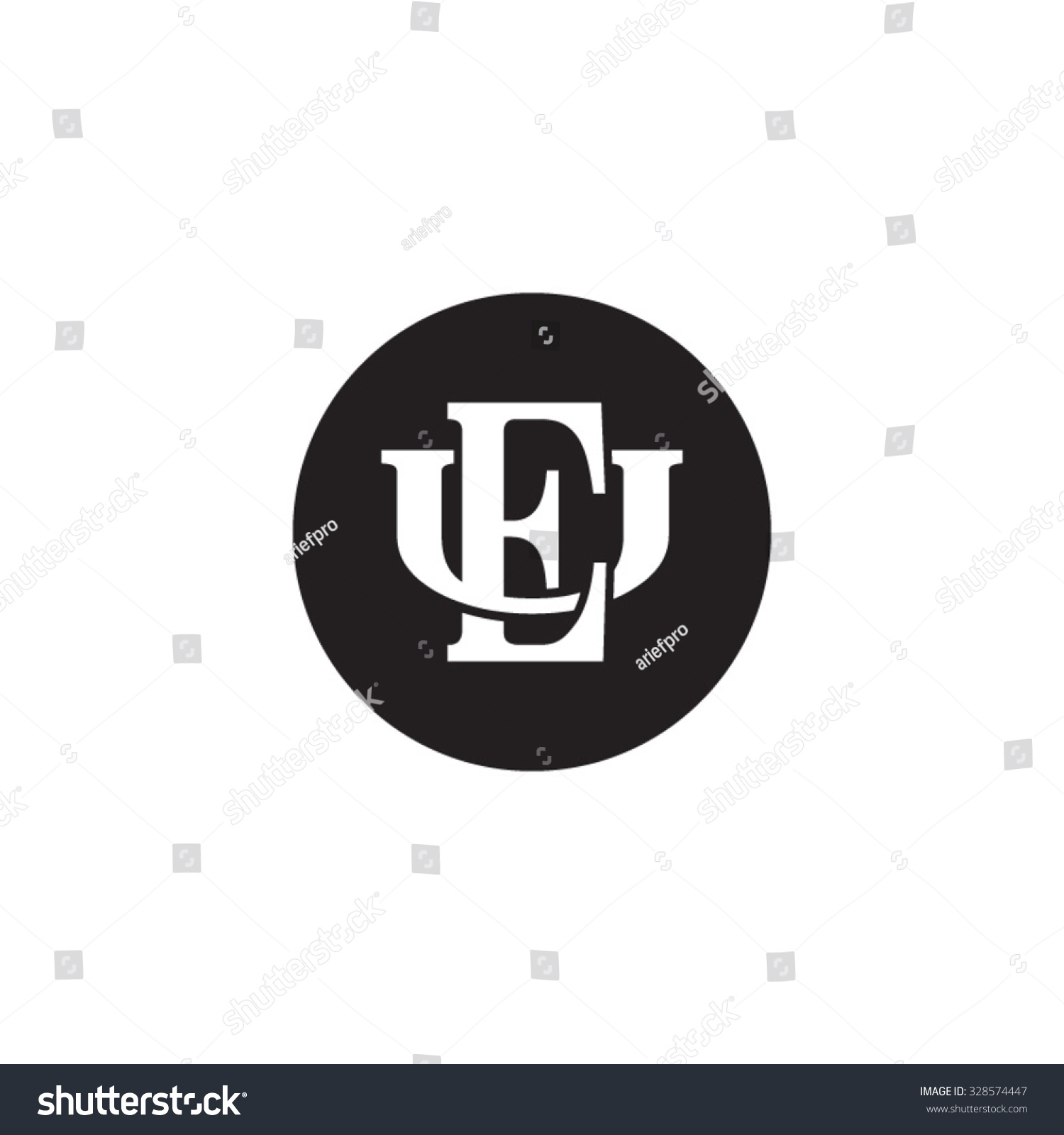 Letter U E Monogram Circle Logo Stock Vector Royalty Free