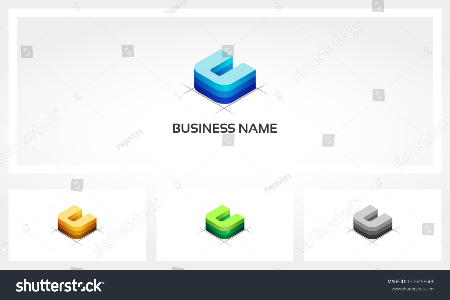 Letter U Block Stack Logo 스톡 벡터(로열티 프리) 1376498606