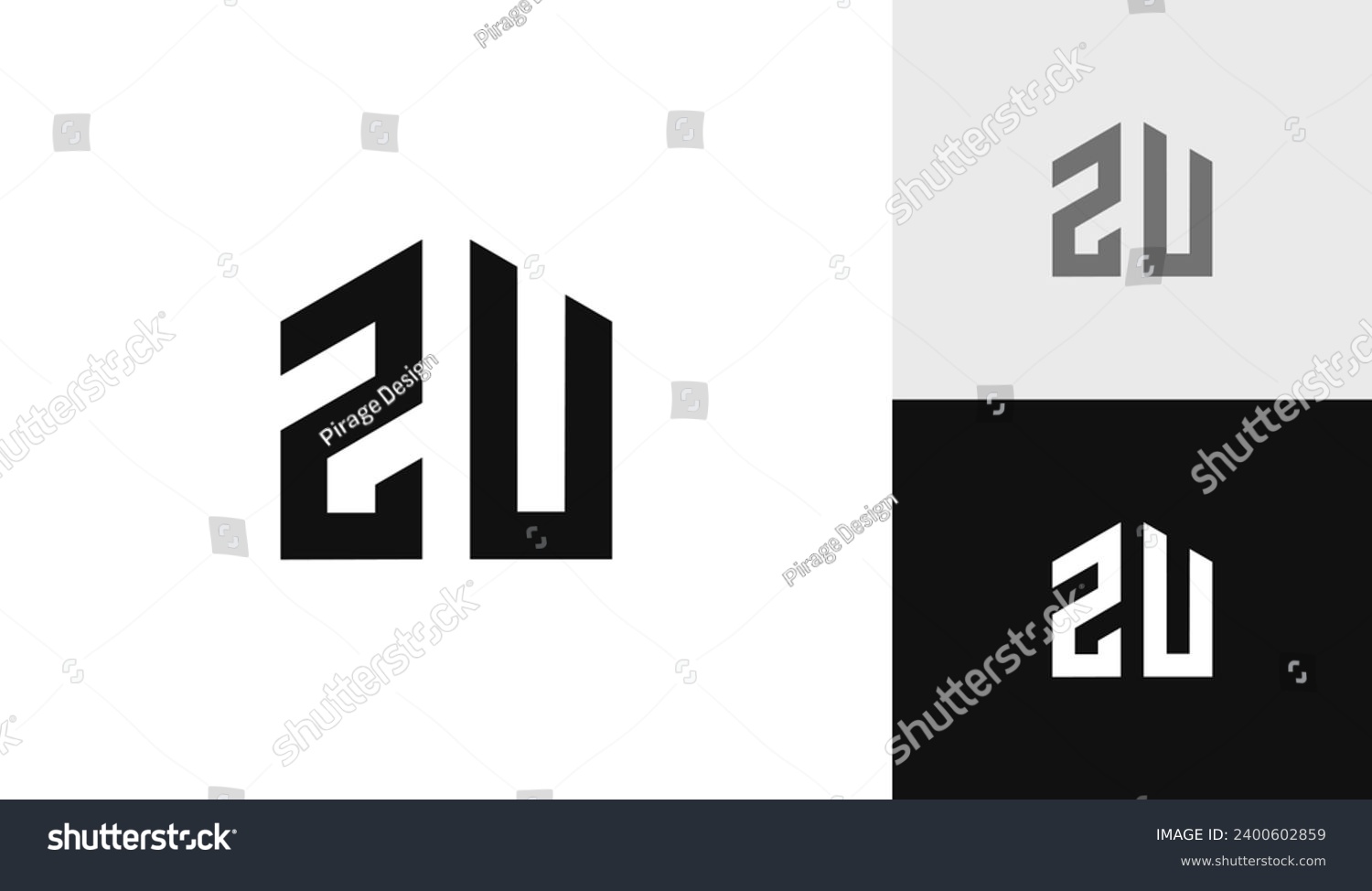 SVG of Letter 2U initial with house shape logo design svg