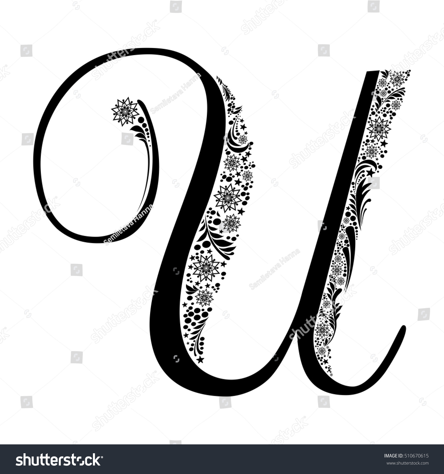 letter u vector Vector Snowflake Letter Pattern Stock Vector U Letter