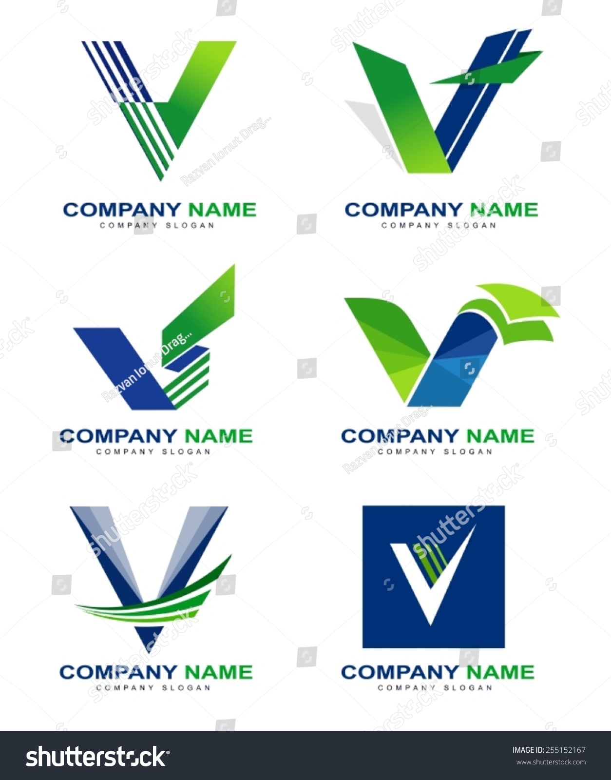 Letter V Logo Design Set Creative Stock Vector Royalty Free