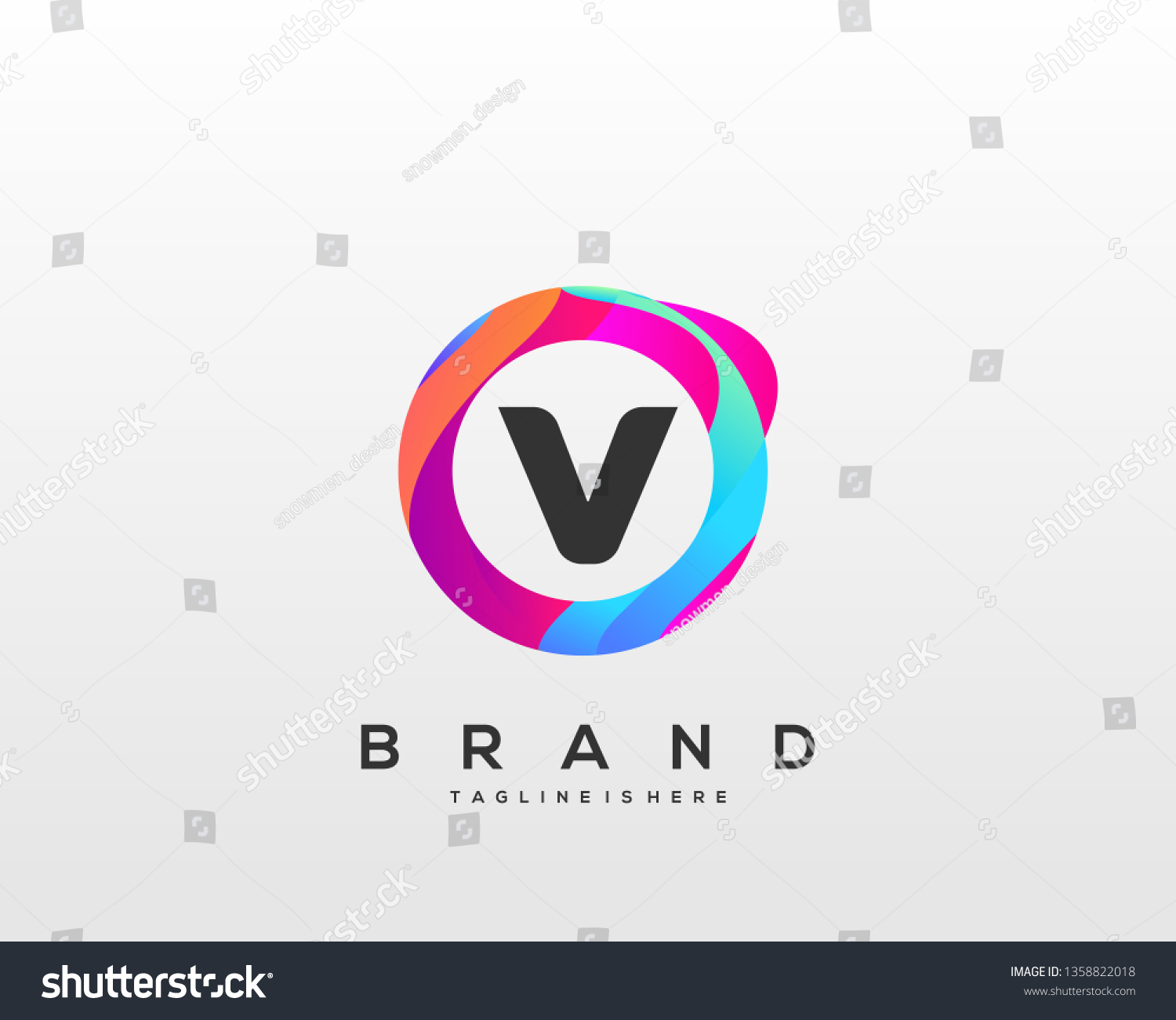 Letter V Logo Colorful Circle Background Stock Vector Royalty Free