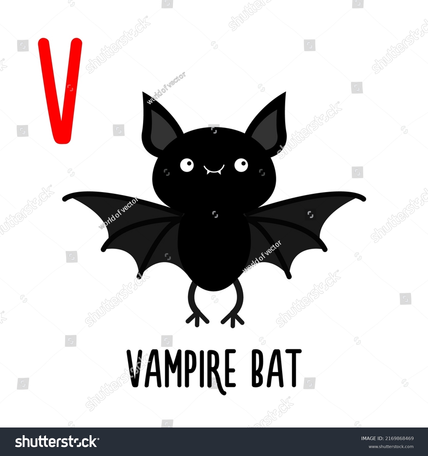 Letter V Vampire Bat Animal Food Stock Vector (Royalty Free) 2169868469 ...