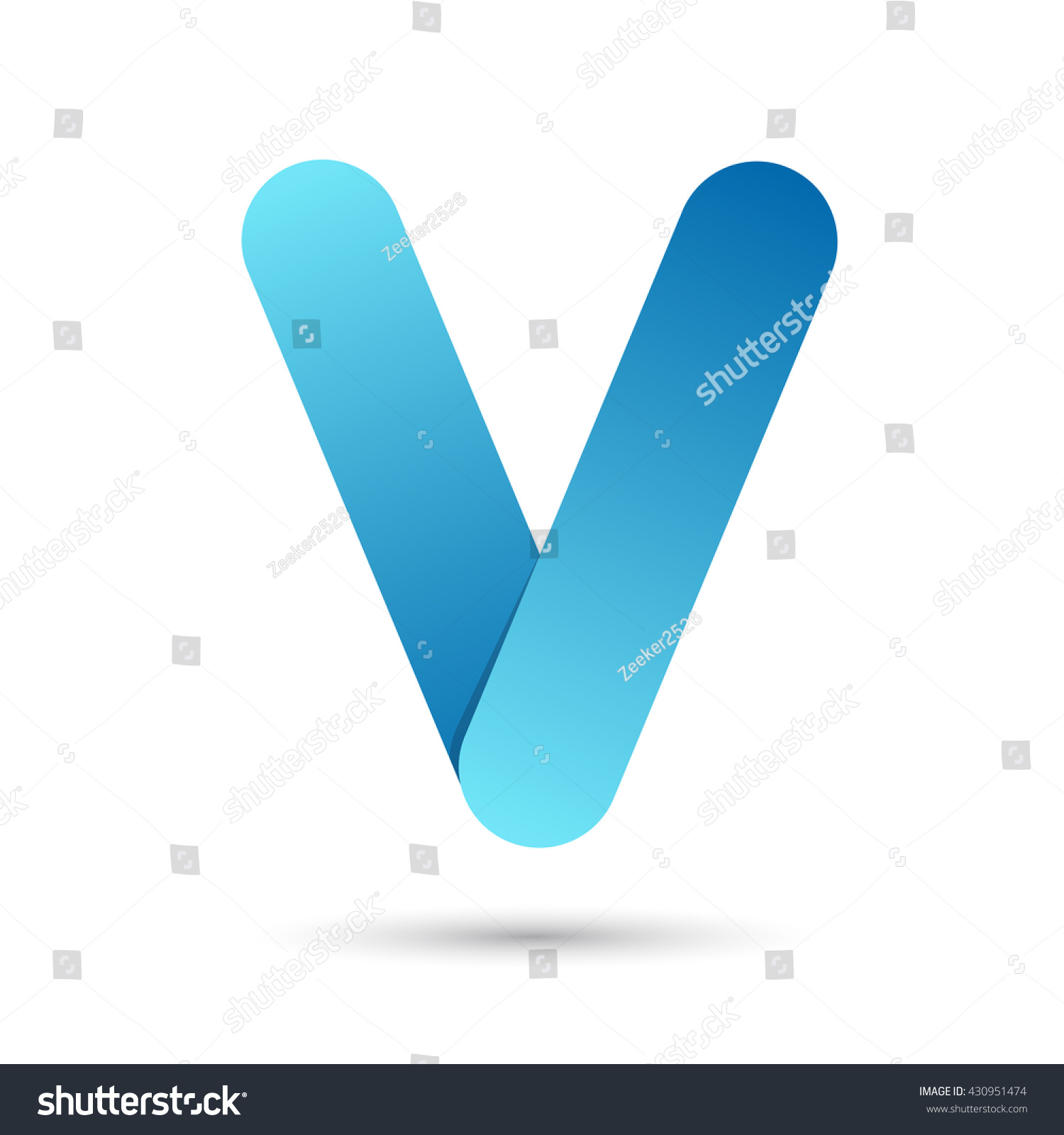 Letter V Blue Color On White Stock Vector Royalty Free