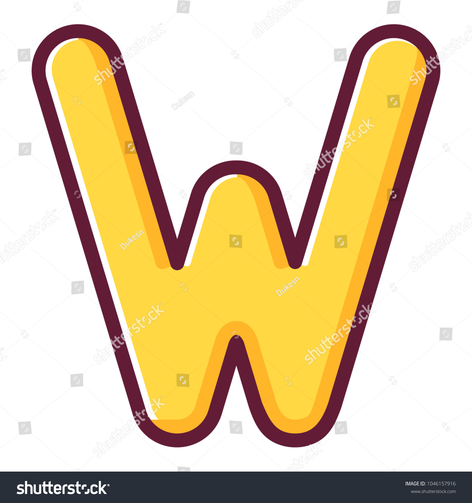 Letter W English Alphabet Alphabetic Character Stock Vector Royalty Free 1046157916
