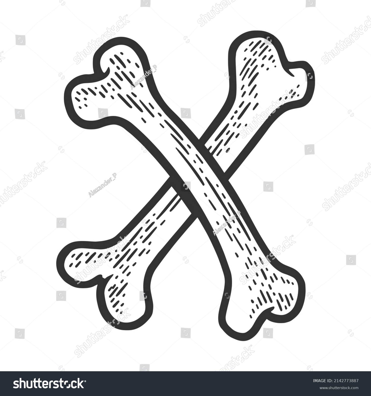 Letter X Made Bones Sketch Engraving Stock Vector (Royalty Free ...