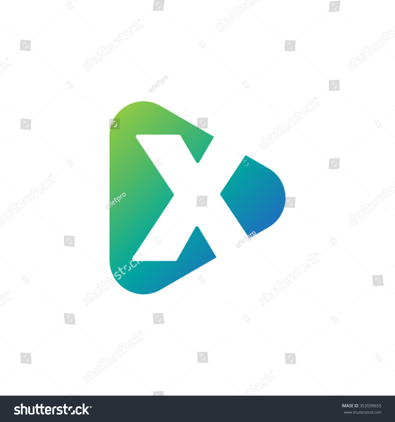 Letter X Rounded Triangle Shape Icon Stock Vector (Royalty Free