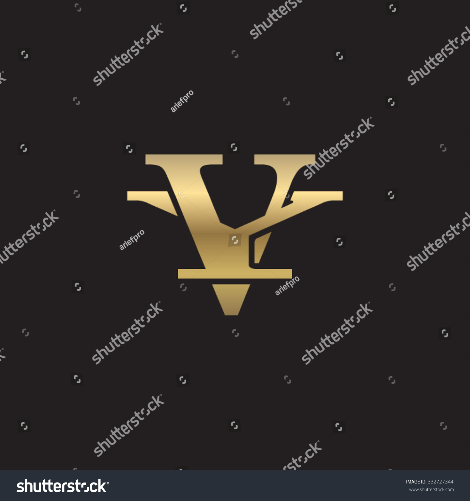 Letter Y V Monogram Golden Logo Stock Vector (Royalty Free) 332727344 ...