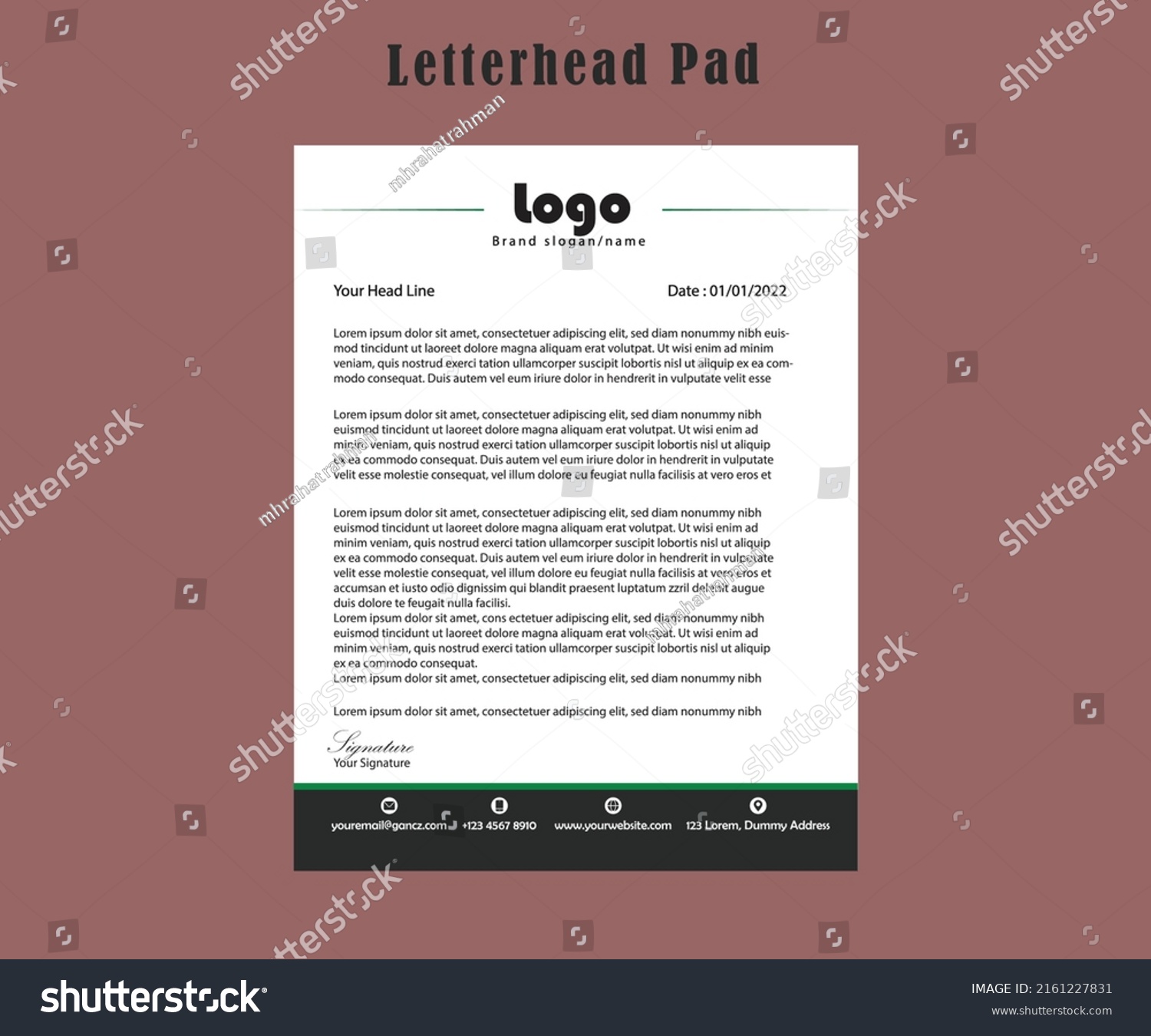 Letterhead Design Corporate Letterhead Template Brand Stock Vector ...