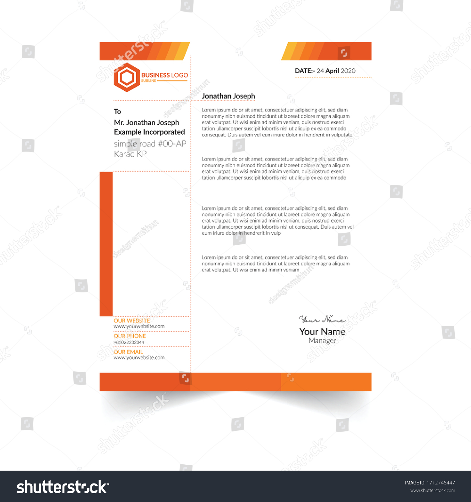 Letterhead Template Creative Stationery Templates Vector Stock Vector