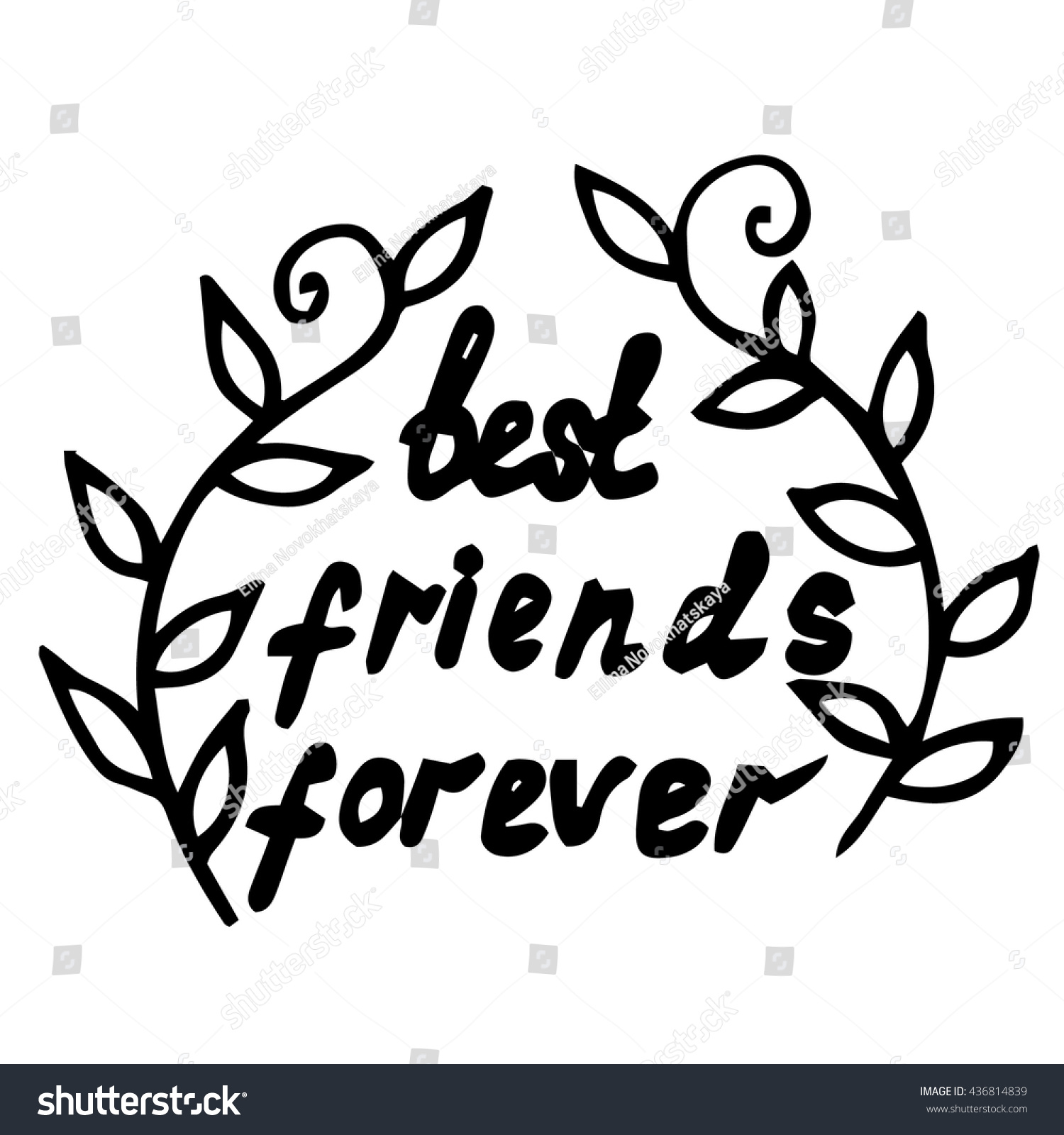 Lettering Best Friends Forever Leaves Can Stock Vector 436814839 ...