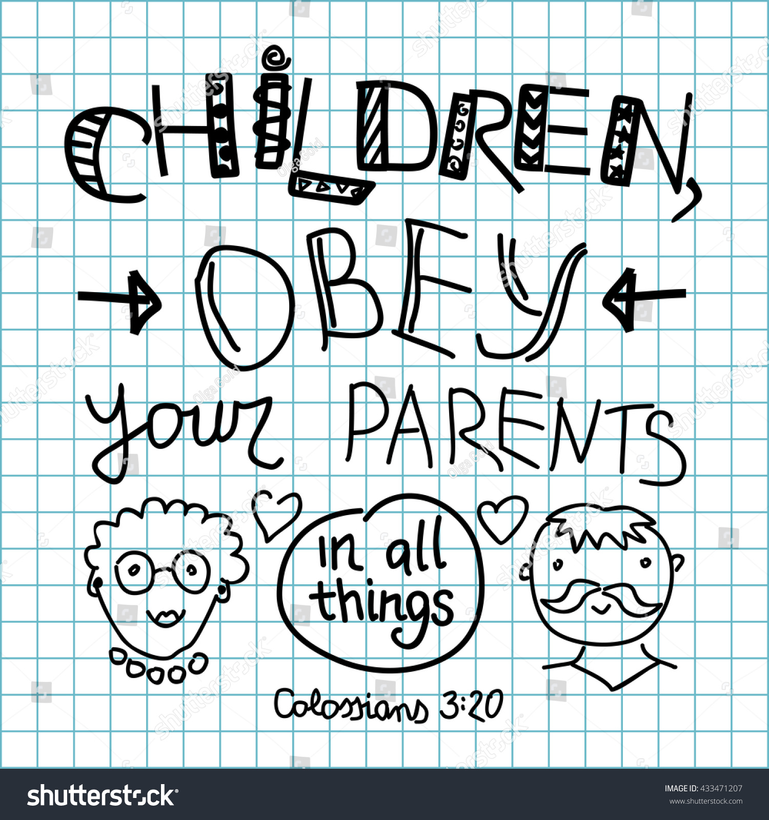 Lettering Bible Children Obey Your Parents Stock Vector 433471207 ...