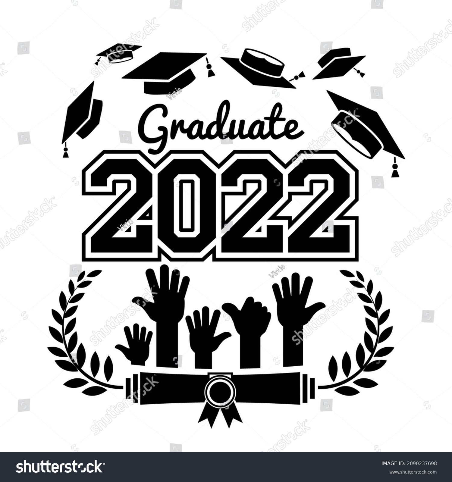 Lettering Class 2022 Greeting Invitation Card Stock Vector (Royalty ...