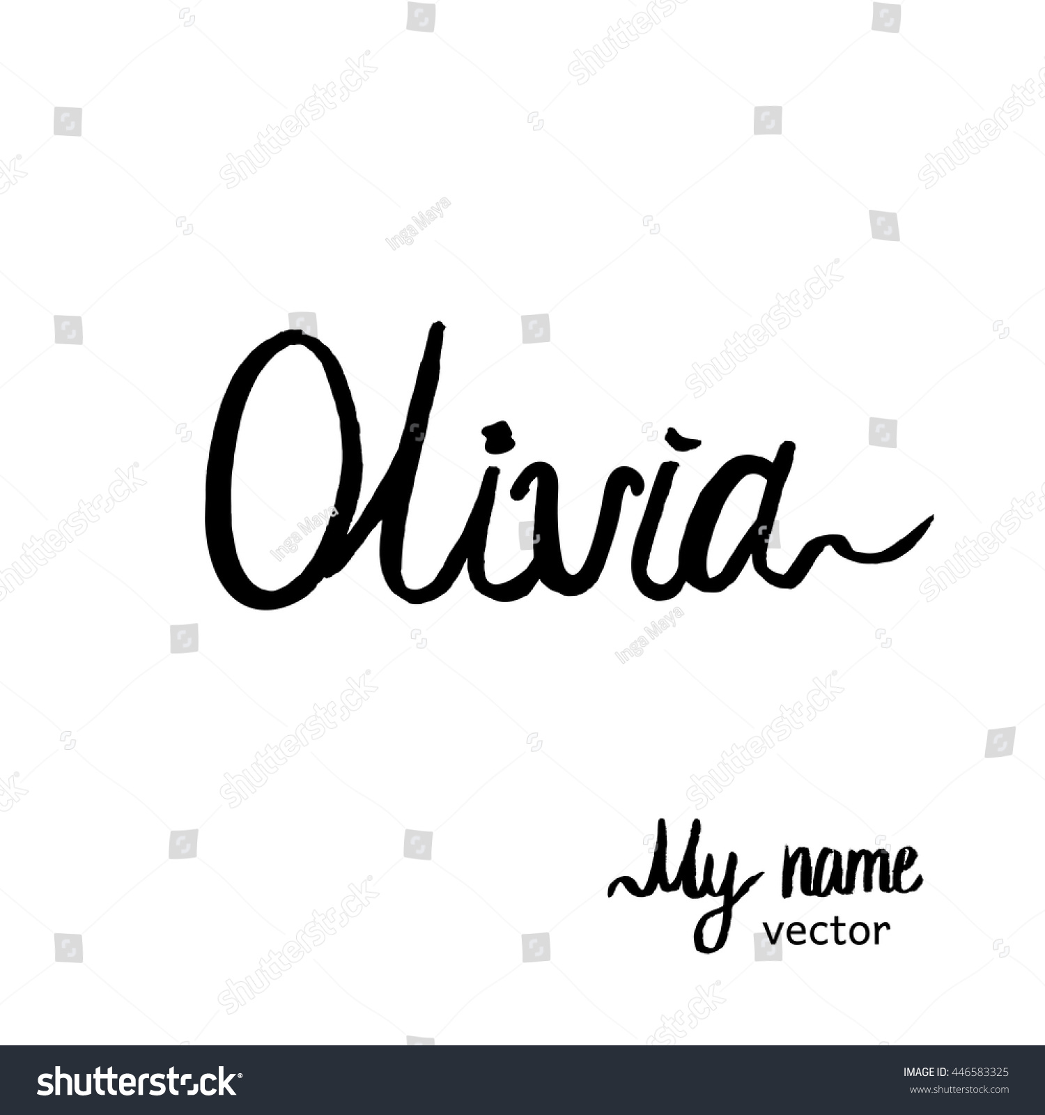 Lettering Female First Name.Olivia. Vector Black Calligraphy Isolated ...