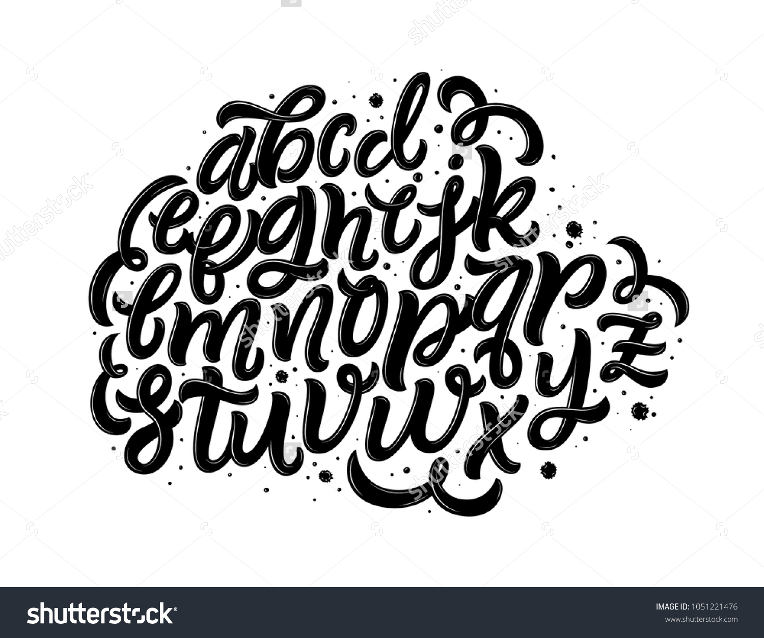 Lettering Font Handwritten Script Alphabet Isolated Stock Vector ...