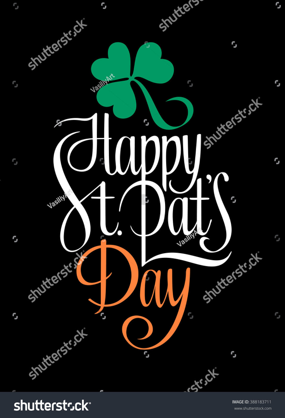 Lettering Happy St Pats Day Calligraphy Stock Vector (Royalty Free