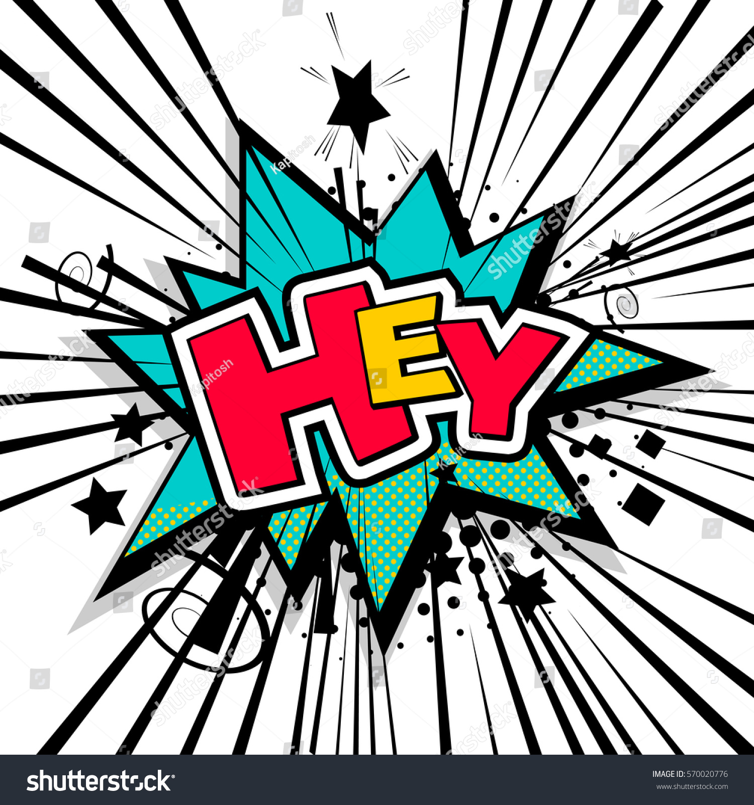 Lettering Hey Hello Hi Comic Text Stock Vector Royalty Free