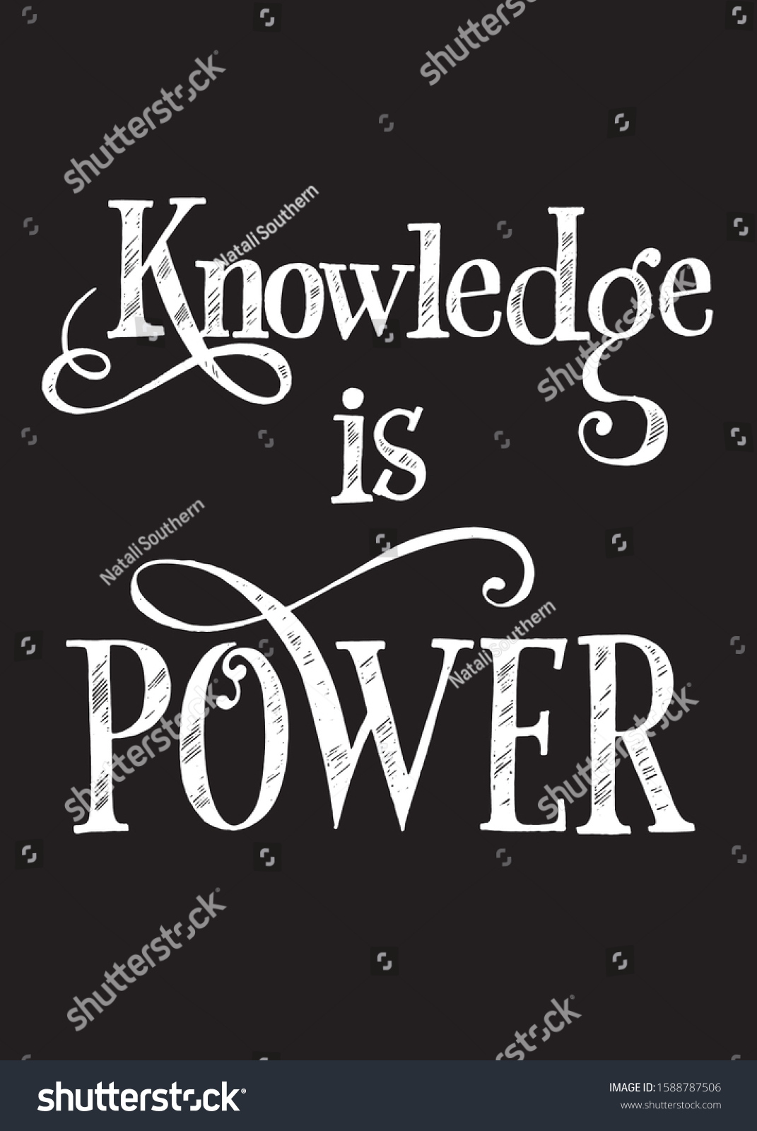 Lettering Knowledge Power Vector Illustration Stock Vector (Royalty ...