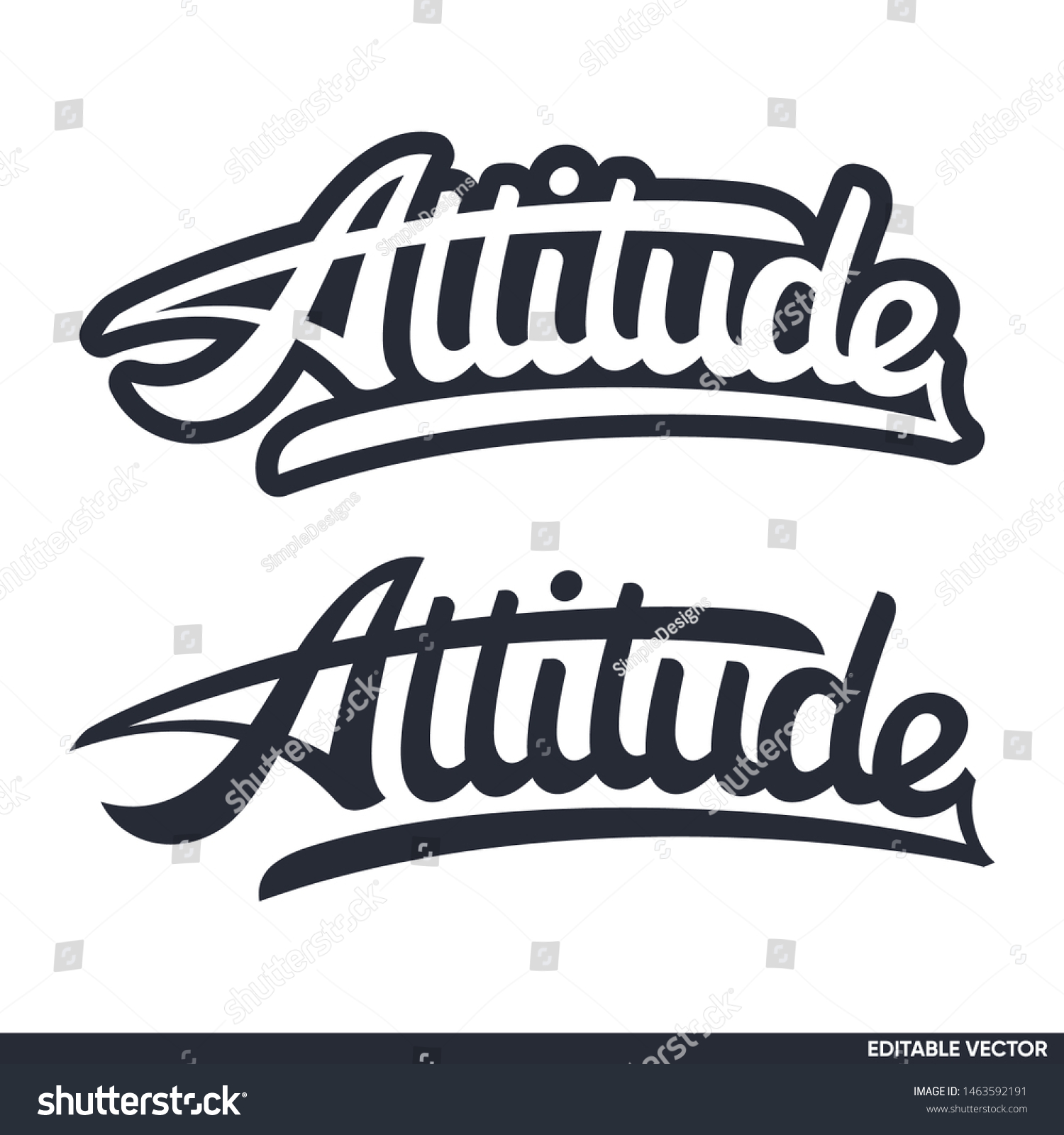 Lettering Word Attitude Modern Calligraphy Vector Stock Vector (Royalty ...