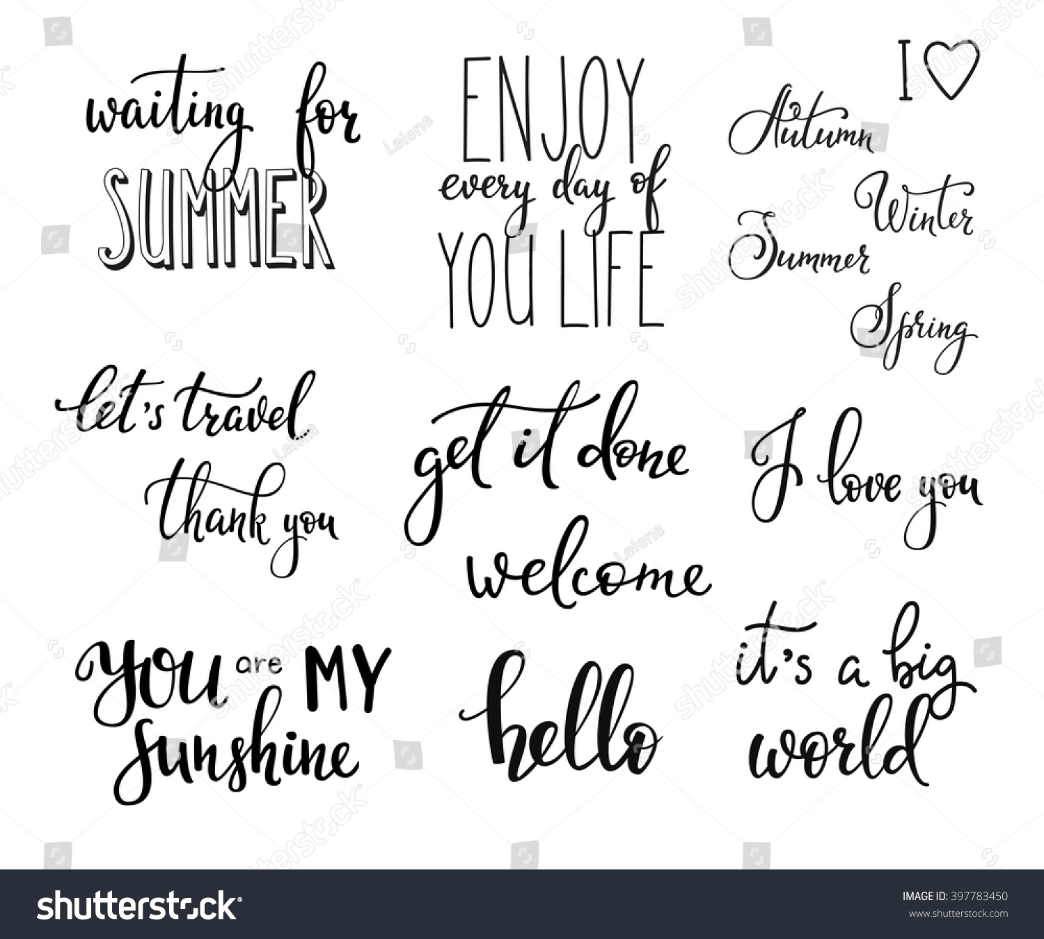 Lettering photography overlay set Motivational quote Sweet cute inspiration typography Calligraphy photo graphic