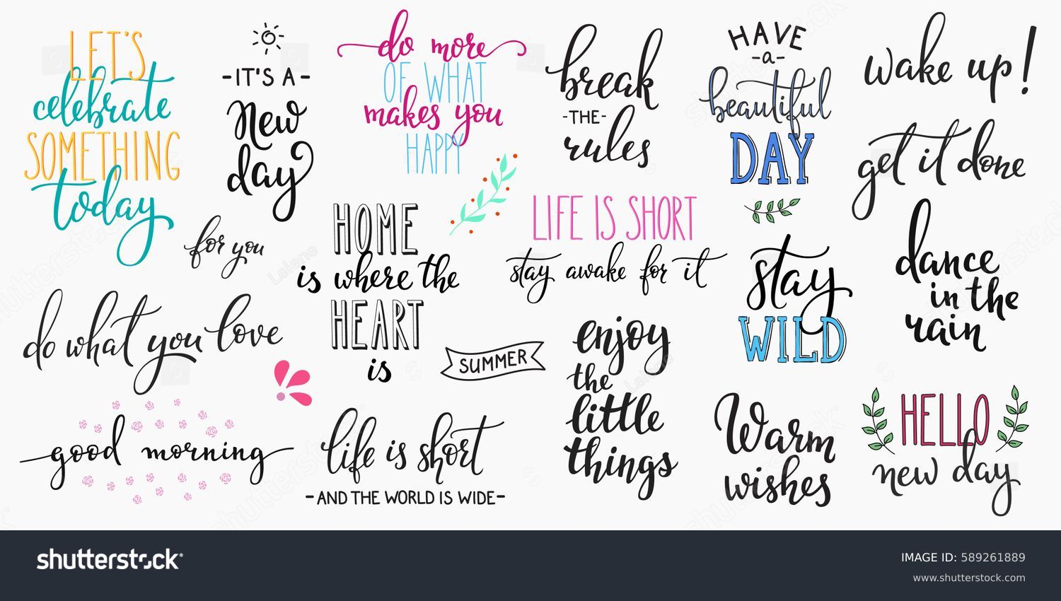 Lettering photography overlay set Motivational quote Sweet cute inspiration typography Calligraphy photo graphic