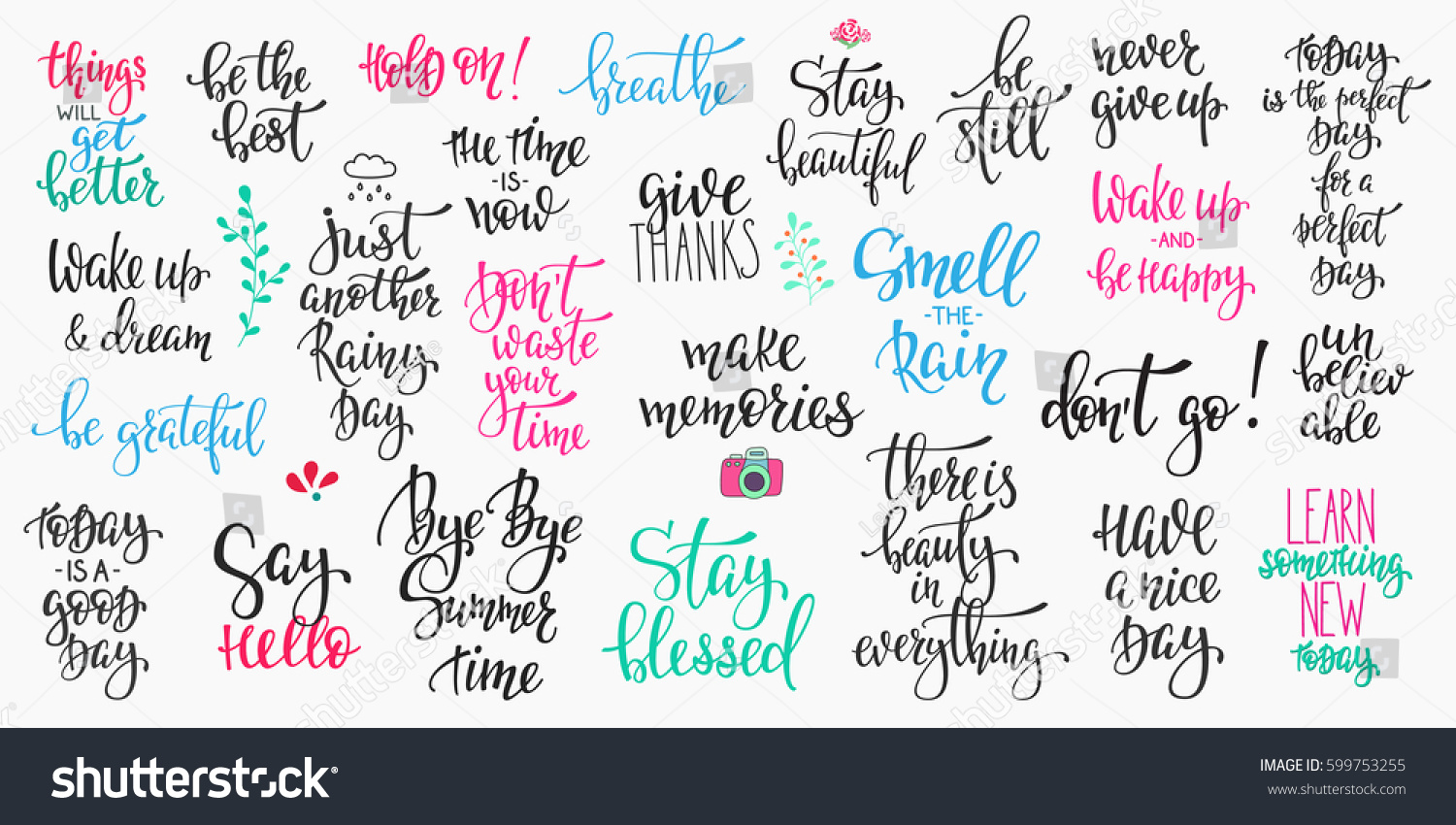 Lettering photography overlay set Motivational quote Sweet cute inspiration typography Calligraphy photo graphic