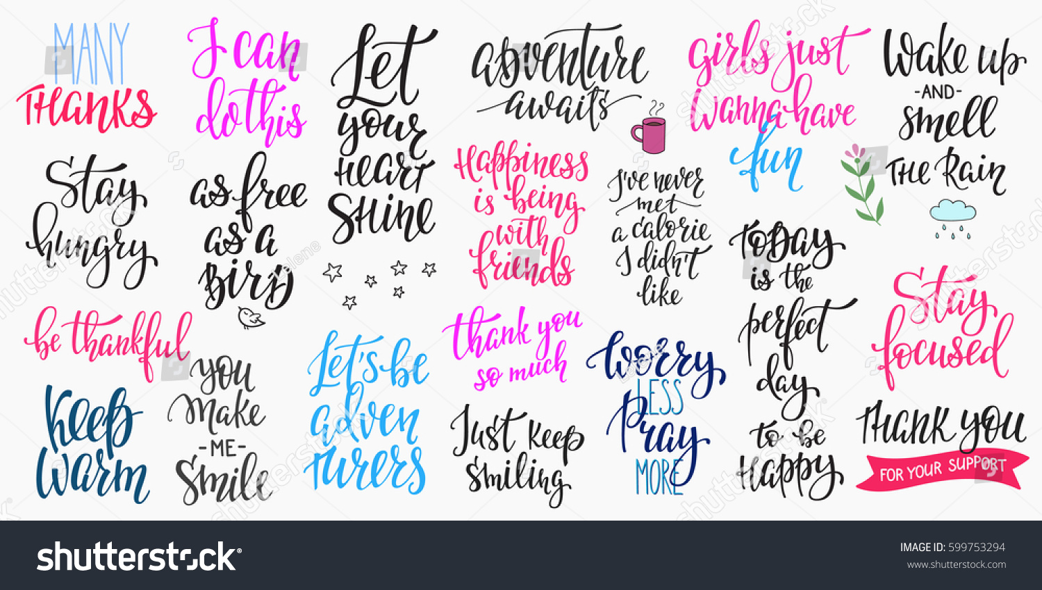 Lettering photography overlay set Motivational quote Sweet cute inspiration typography Calligraphy photo graphic