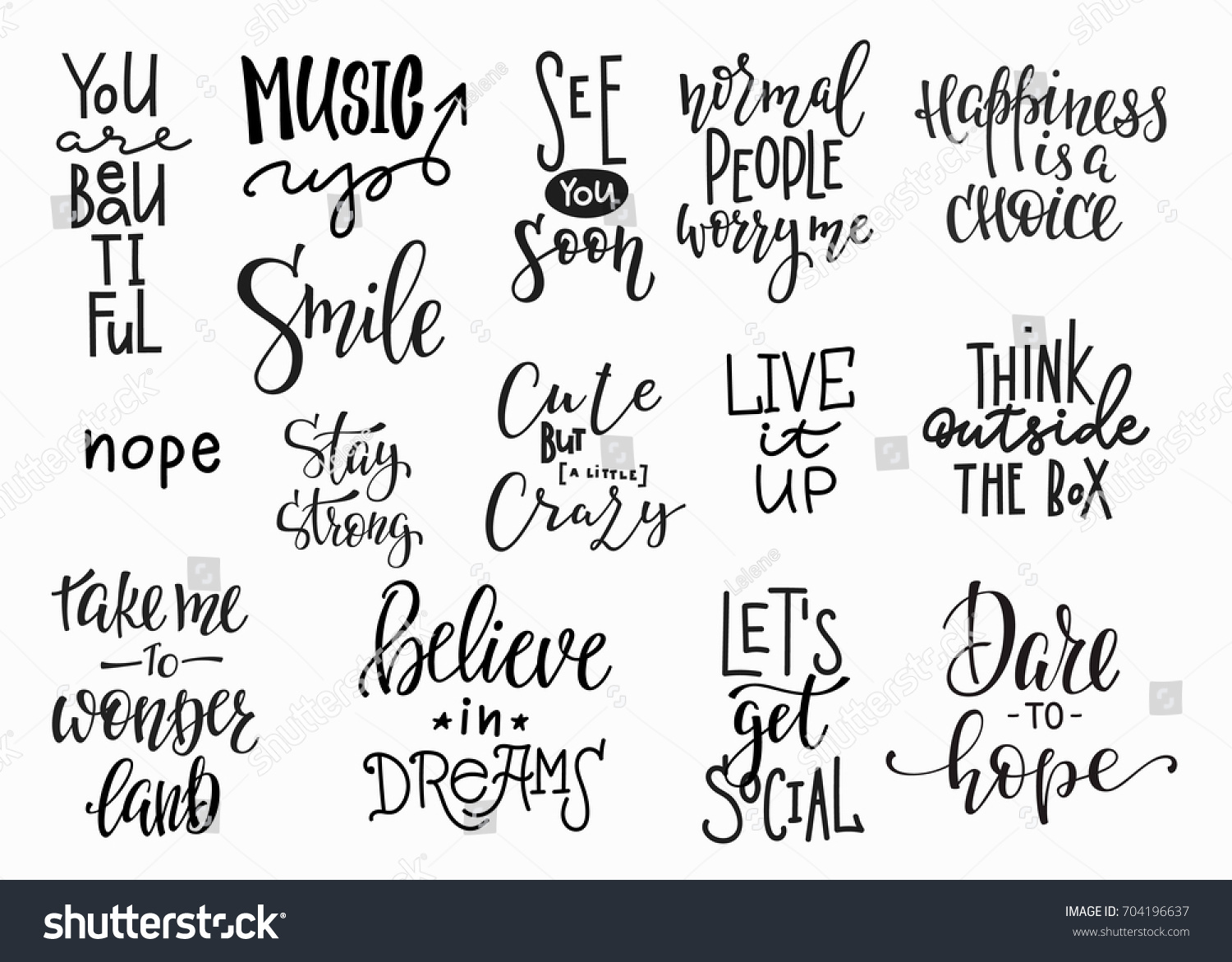 Lettering photography overlay set Motivational quote Sweet cute inspiration typography Calligraphy photo graphic