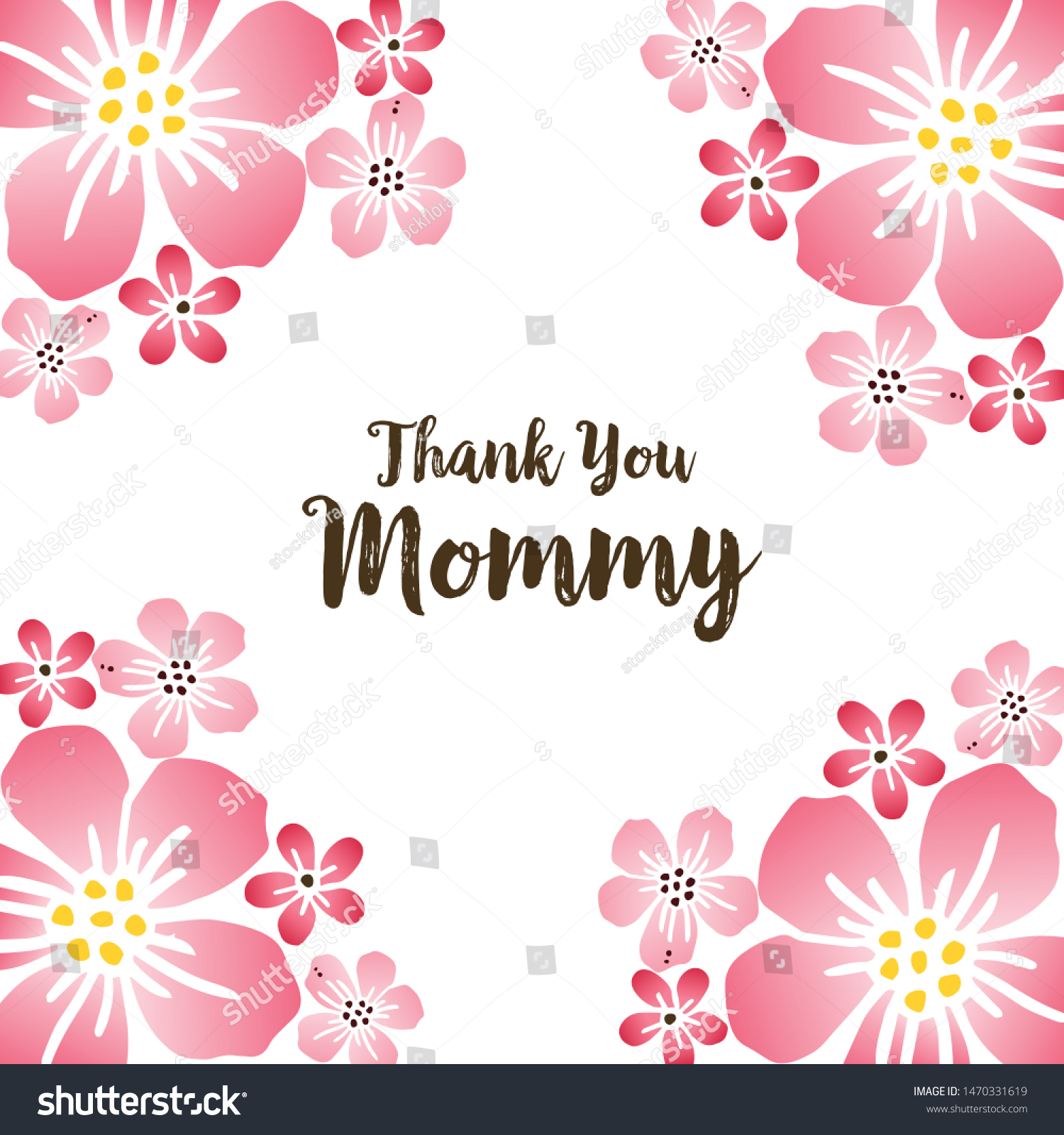 Lettering Thank You Mommy On Pink Stock Vector Royalty Free