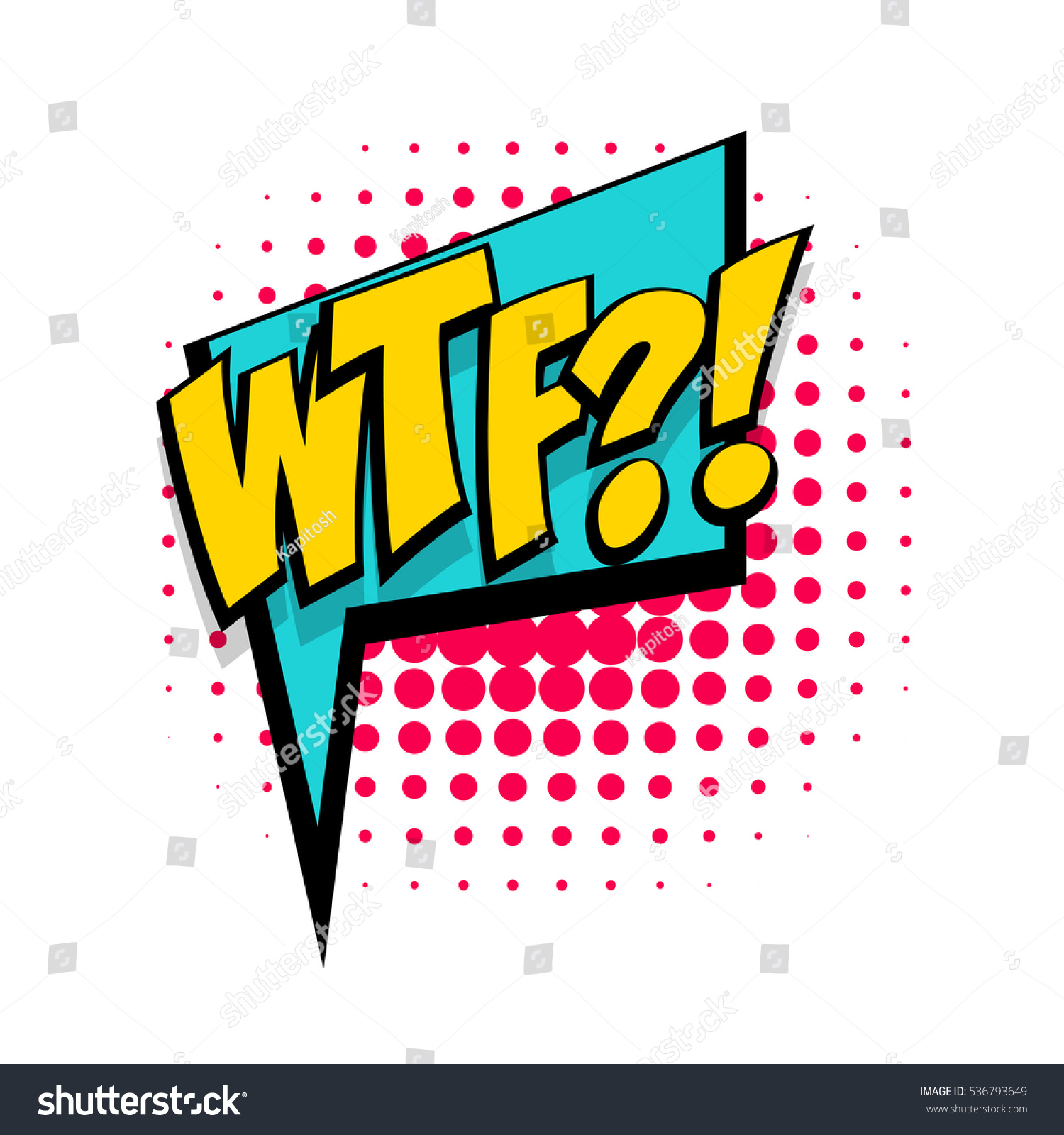 Lettering Wtf. Yellow Comic Text Sound Effect Pop Art Style. Vector ...