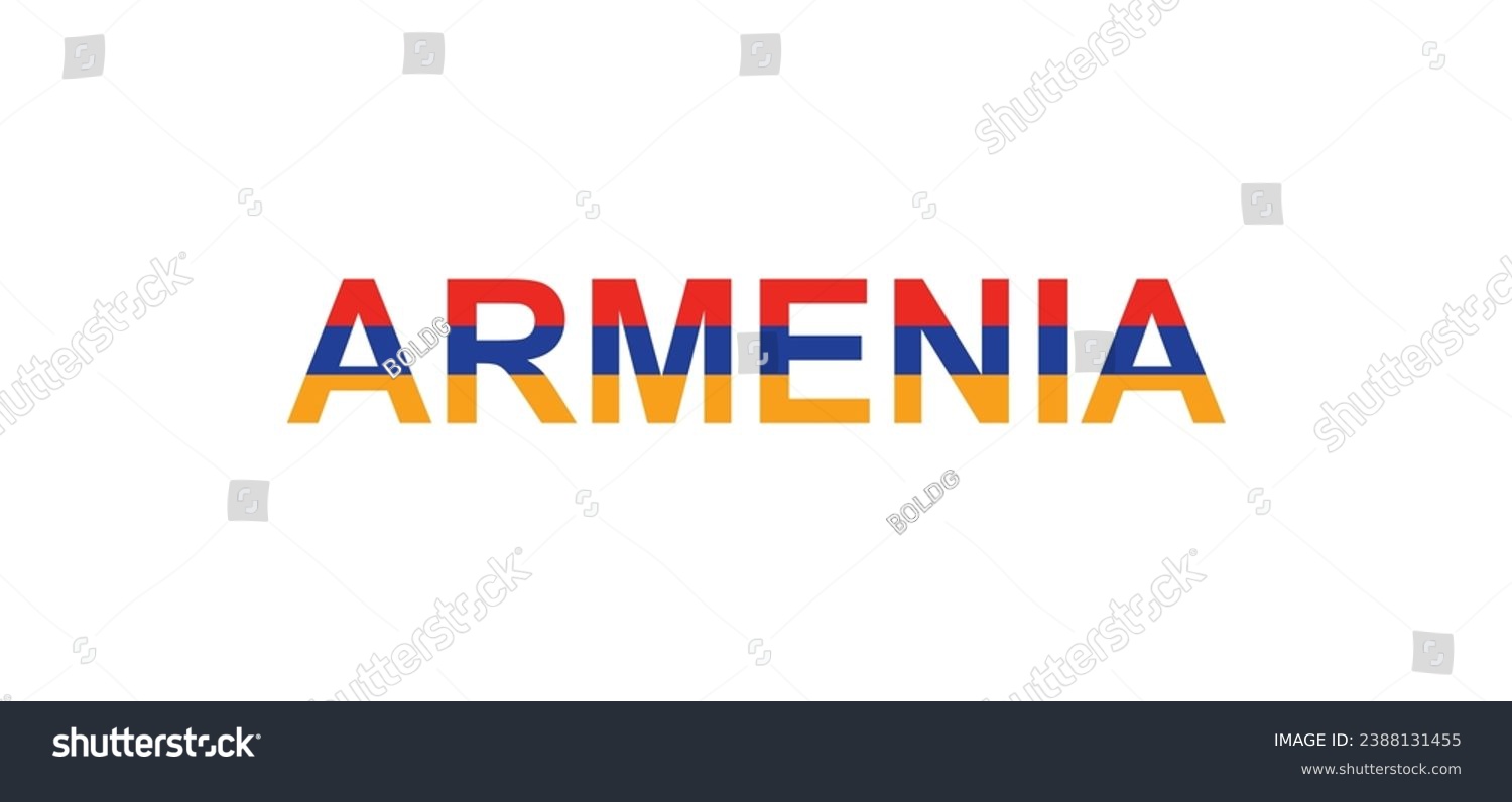 SVG of Letters Armenia in the style of the country flag. Armenia word in national flag style. Vector illustration. svg
