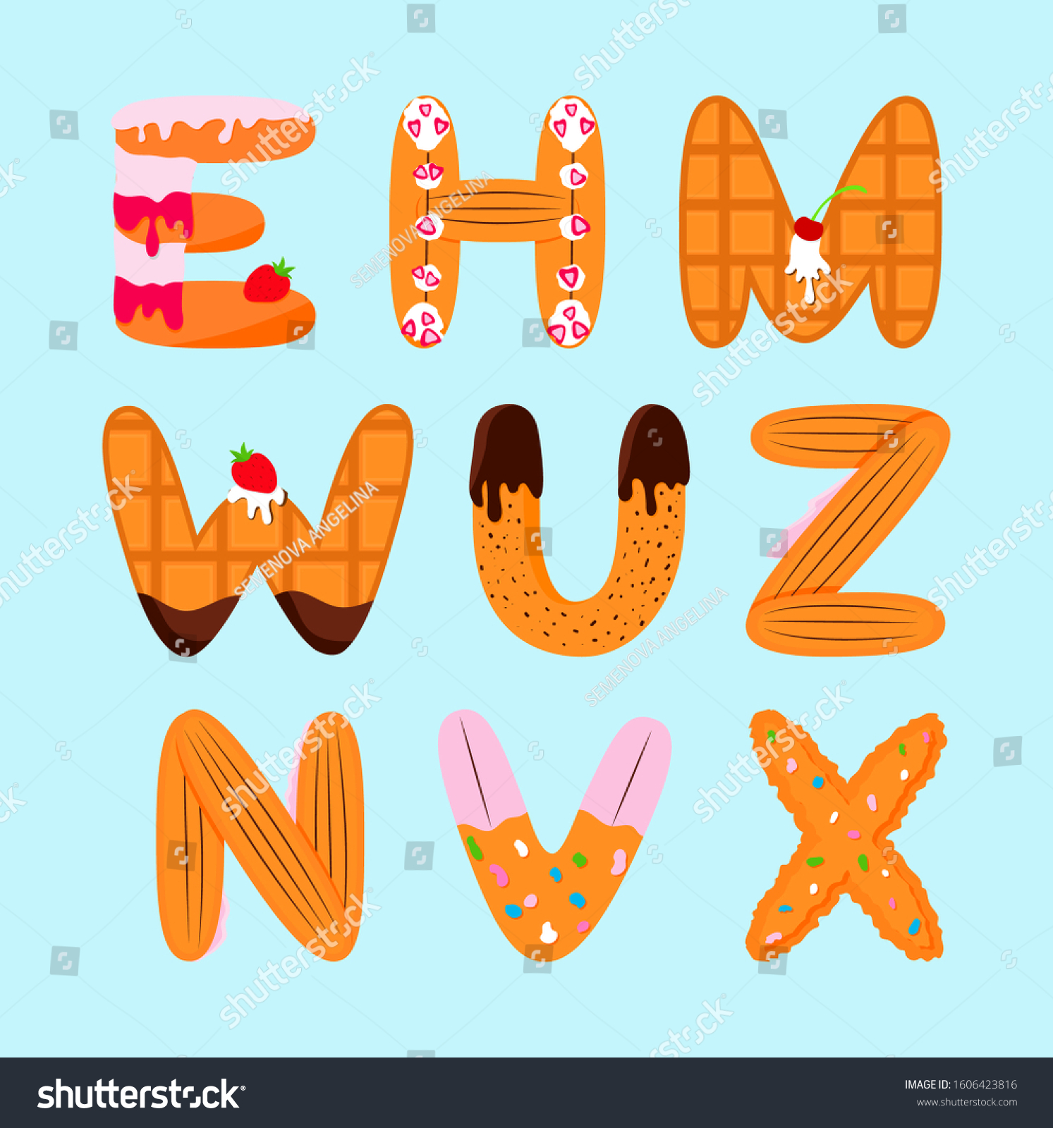 Letters Design E H M W Stock Vector Royalty Free