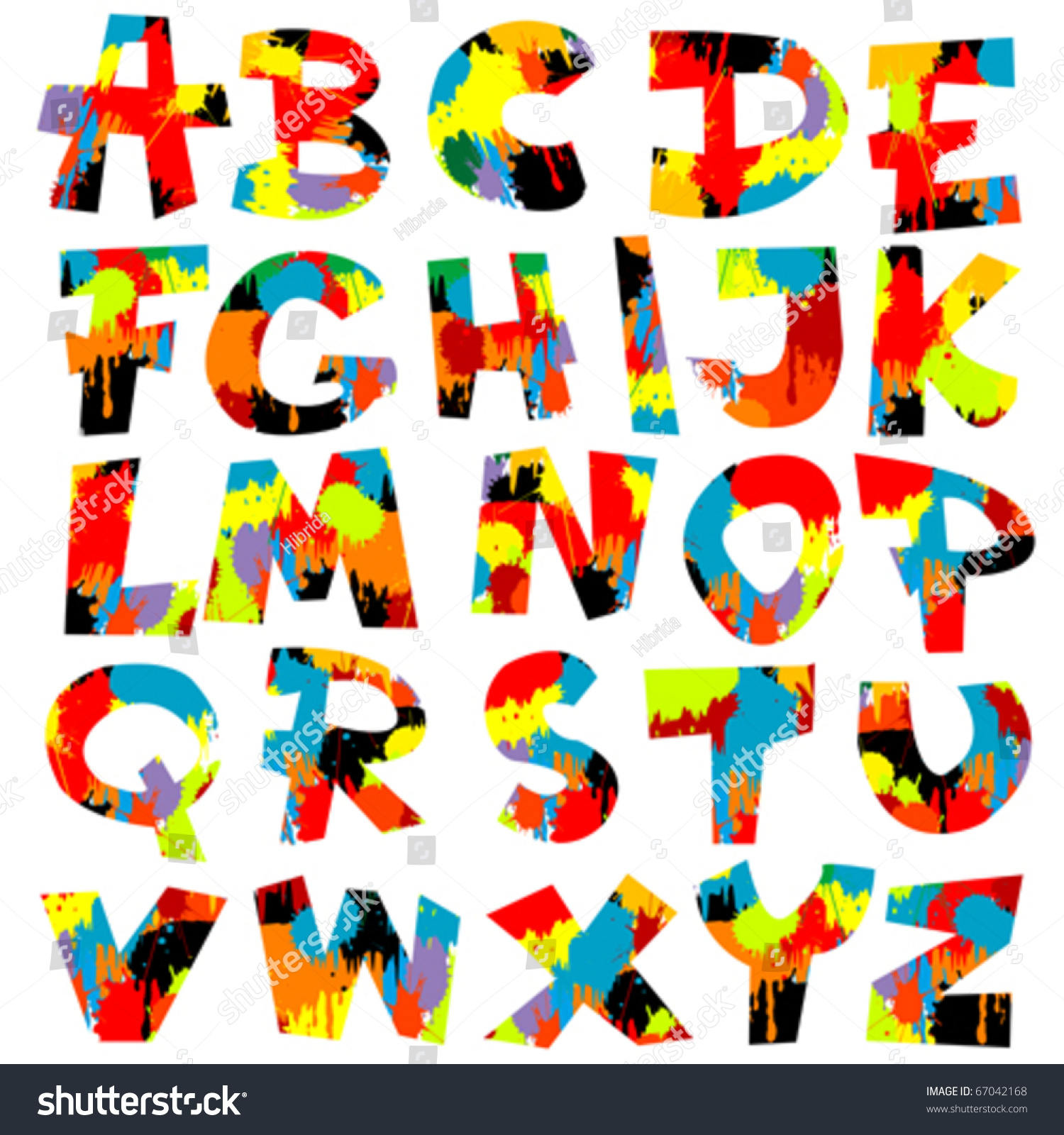 Letters Of Alphabet With Paint Splashes Stock Vector Illustration ...