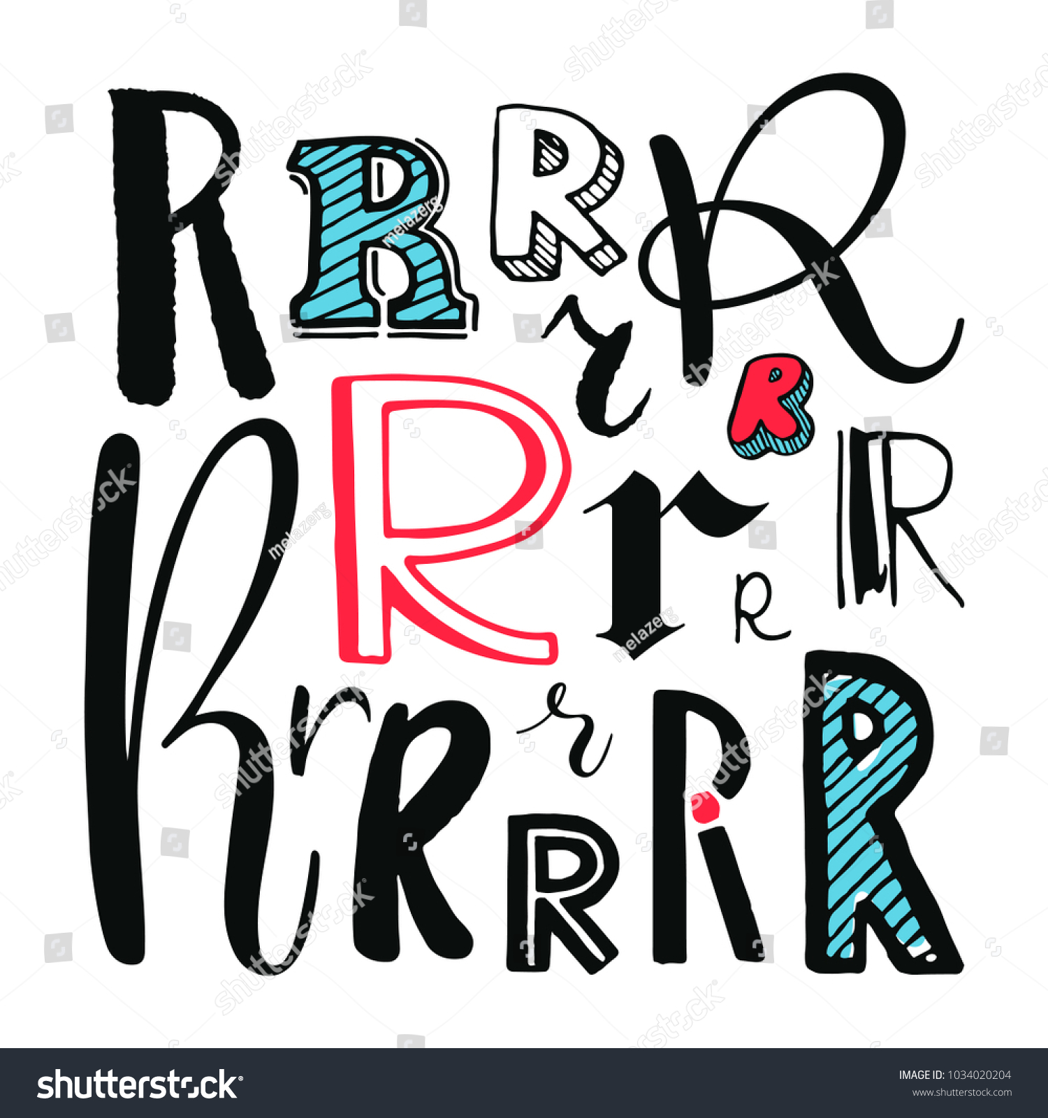 Letters R Set Different Styles Handdrawn Stock Vector Royalty Free