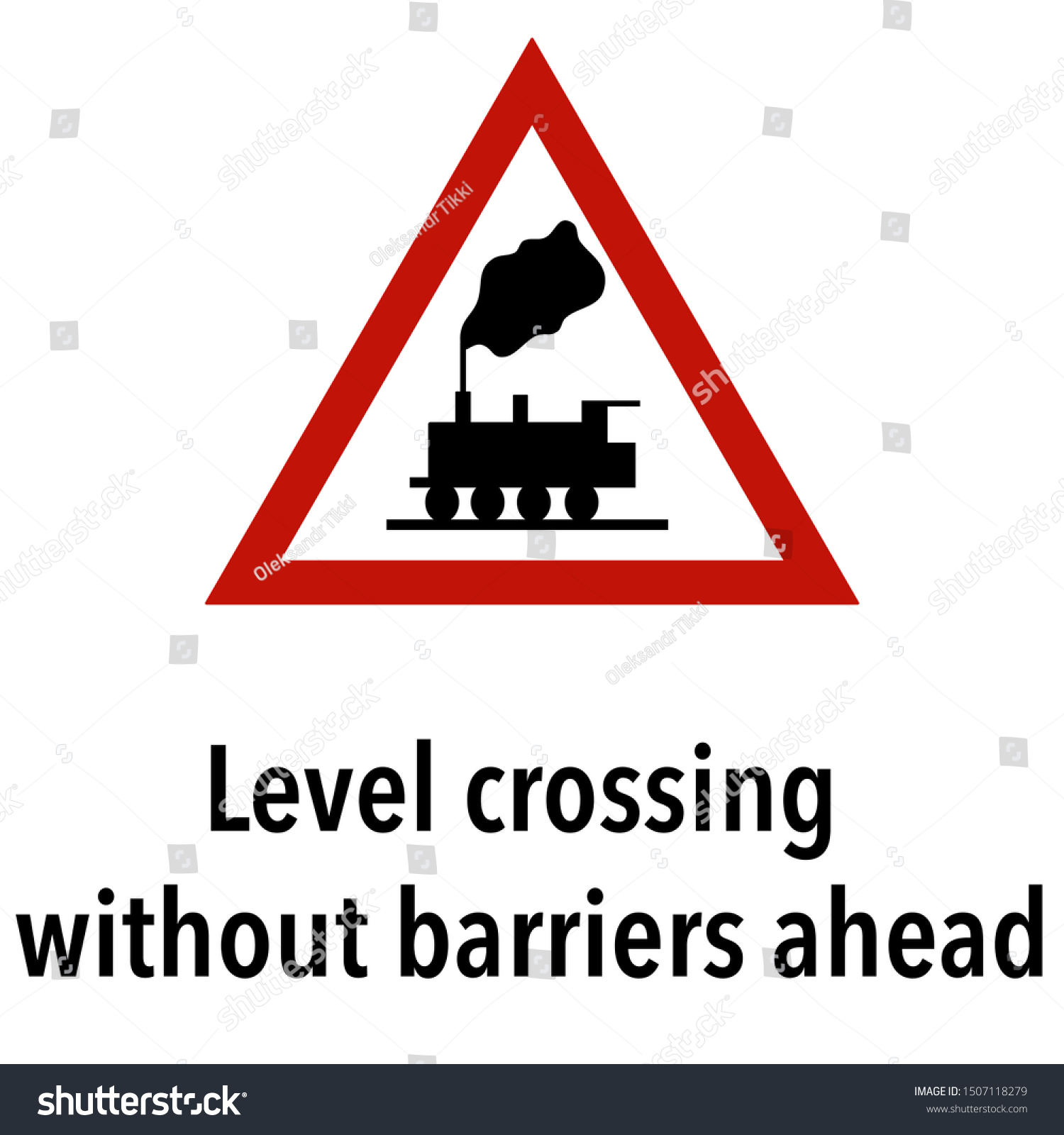 Level Crossing Without Barrier Information Warning Stock Vector Royalty Free