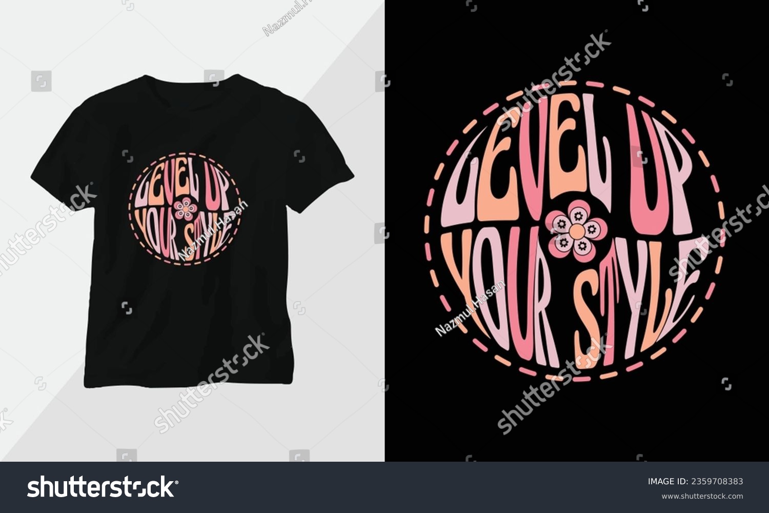 SVG of Level up your style - Retro Groovy Inspirational T-shirt Design with retro style svg