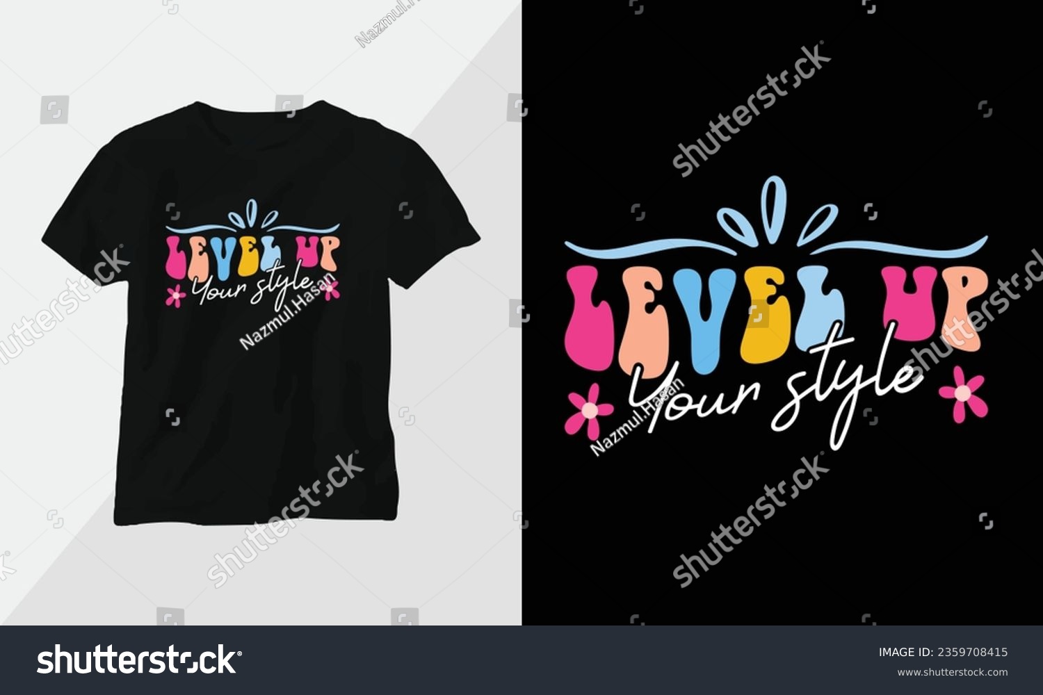 SVG of Level up your style - Retro Groovy Inspirational T-shirt Design with retro style svg