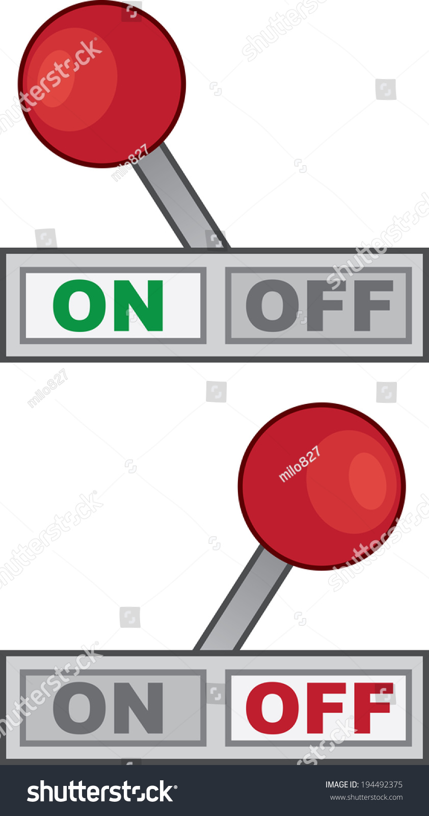 Lever Switch On Off Activated Stock Vector (Royalty Free) 194492375