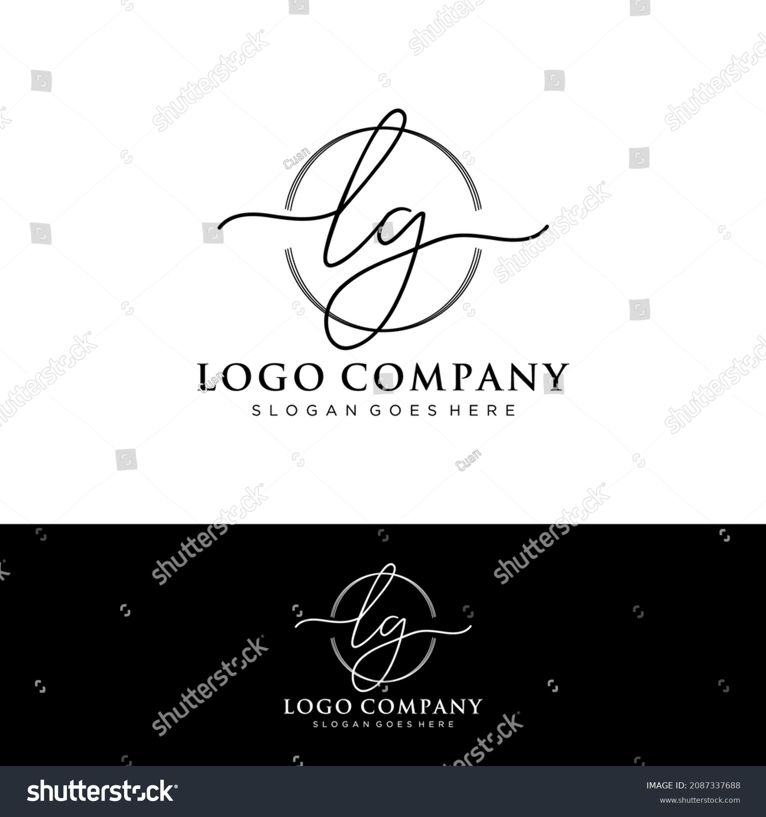 Lg Initial Letters Handwriting Signature Logo Stock Vector (Royalty ...