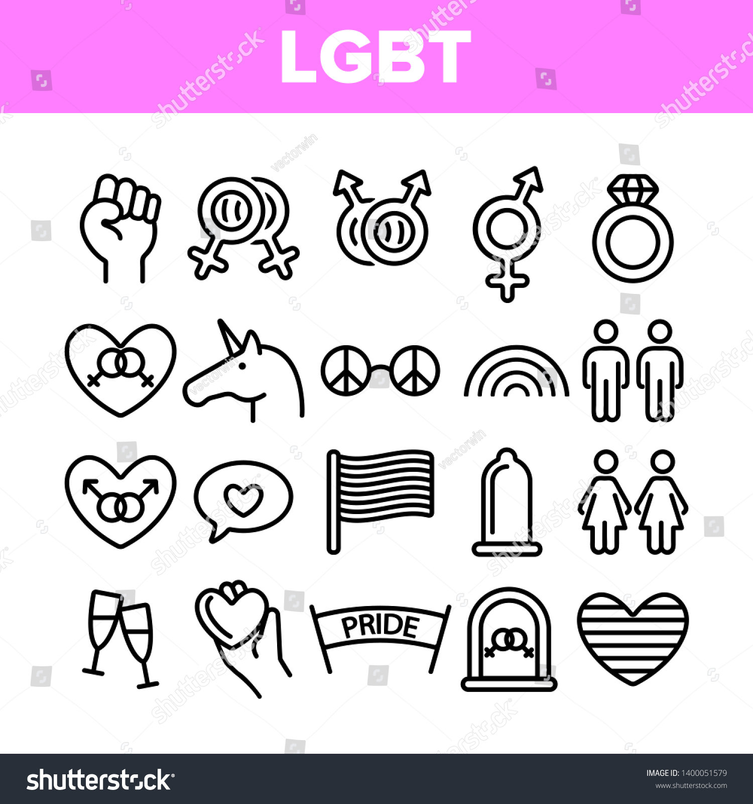 Lgbt Lgbtq Movement Linear Vector Icons Stock Vector Royalty Free 1400051579 4327