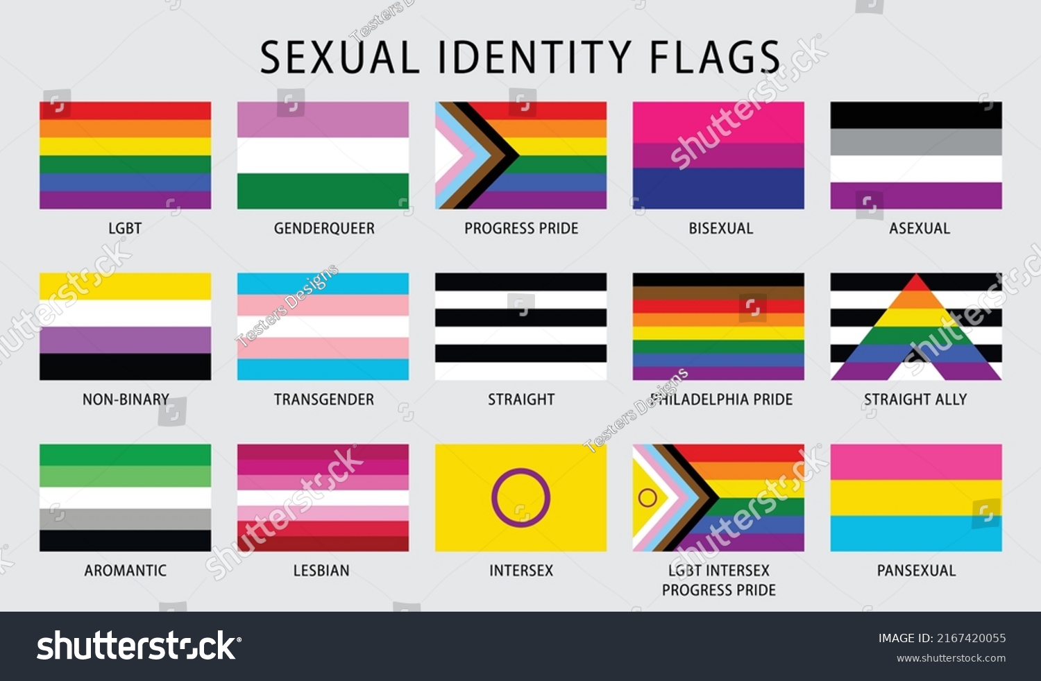 Lgbt Sexual Identity Pride Flags Collection Stock Vector Royalty Free