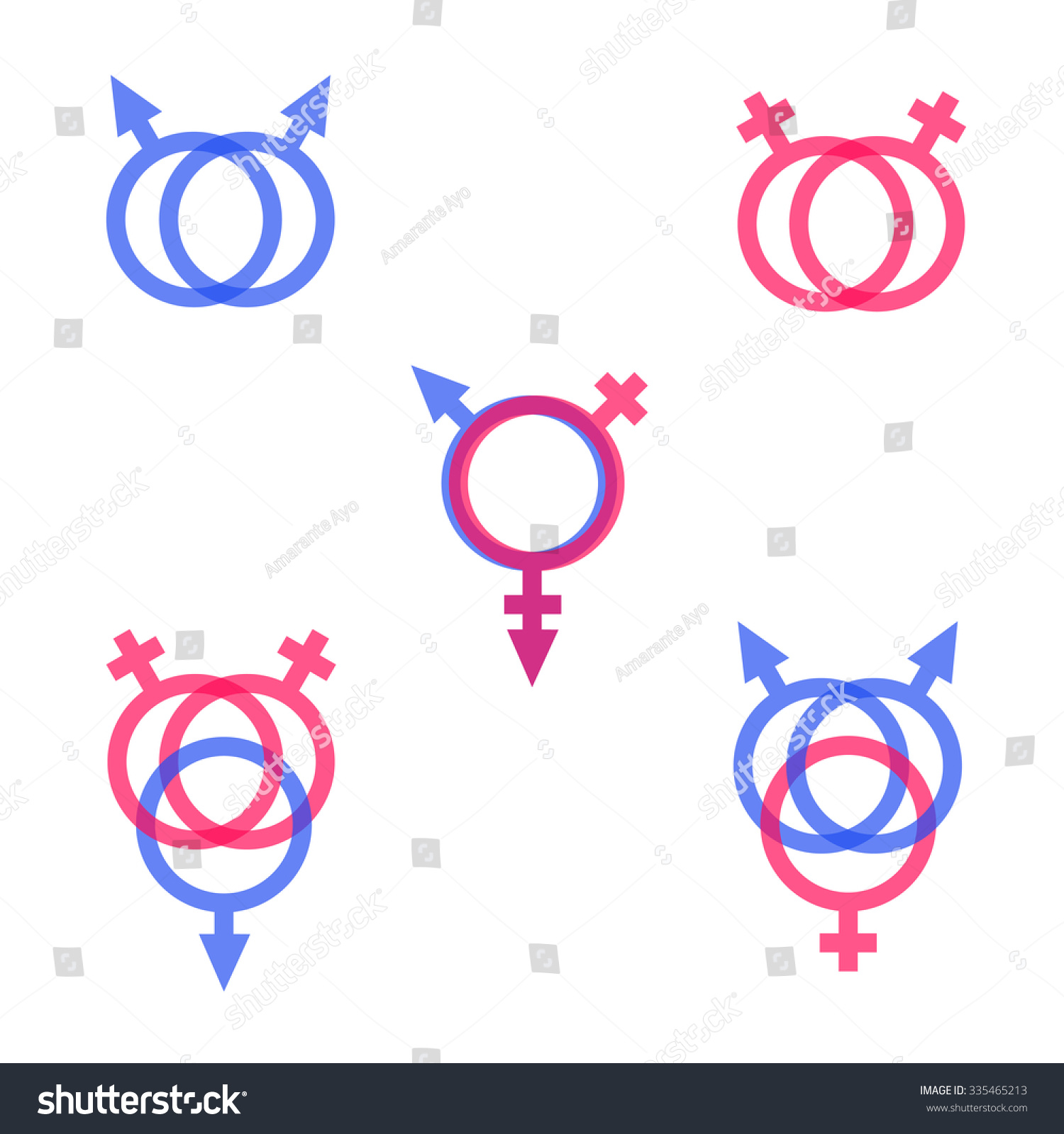 Lgbt Symbol Icons With Intersection Of Transparency. Vector ...