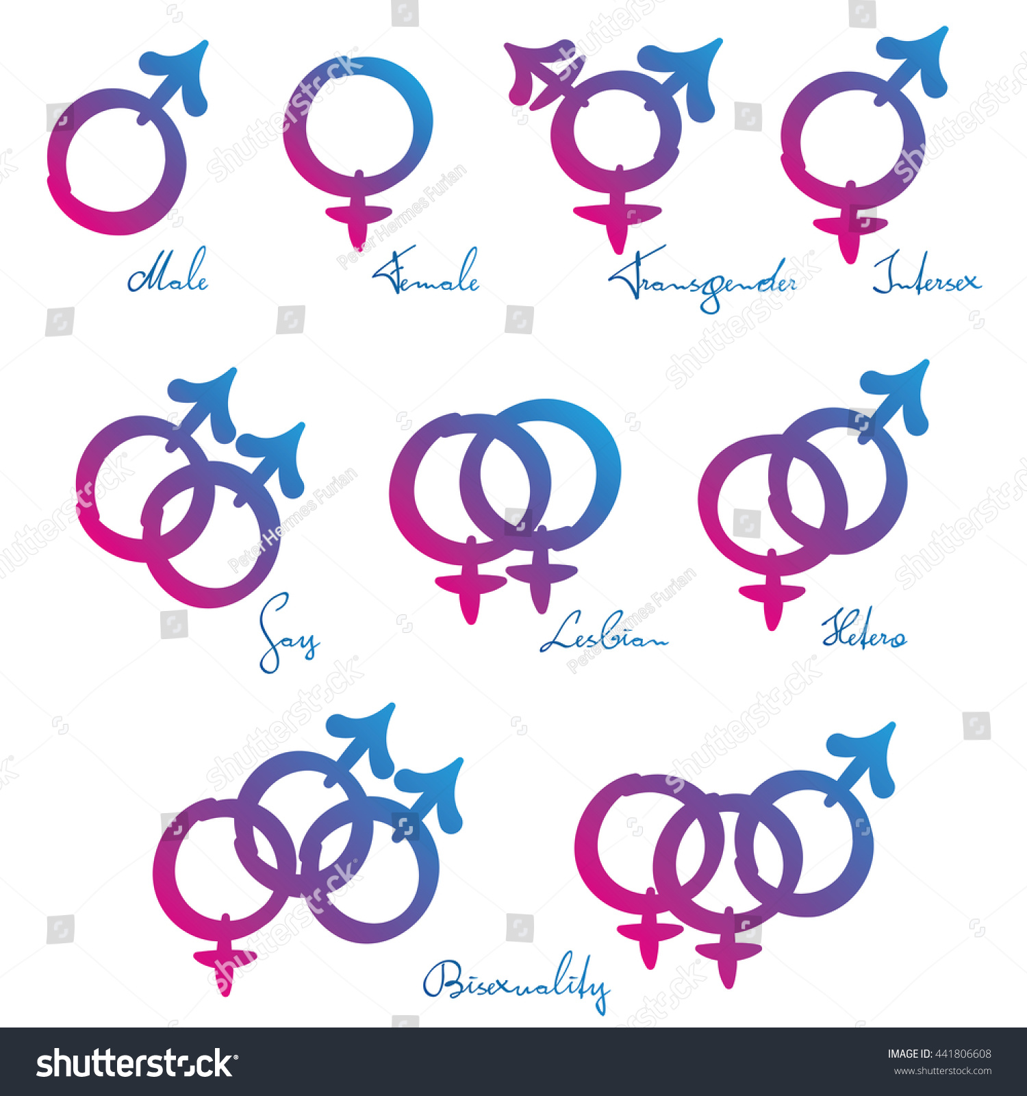 Lgbt Symbols Gender Identity Sexual Orientation Stock