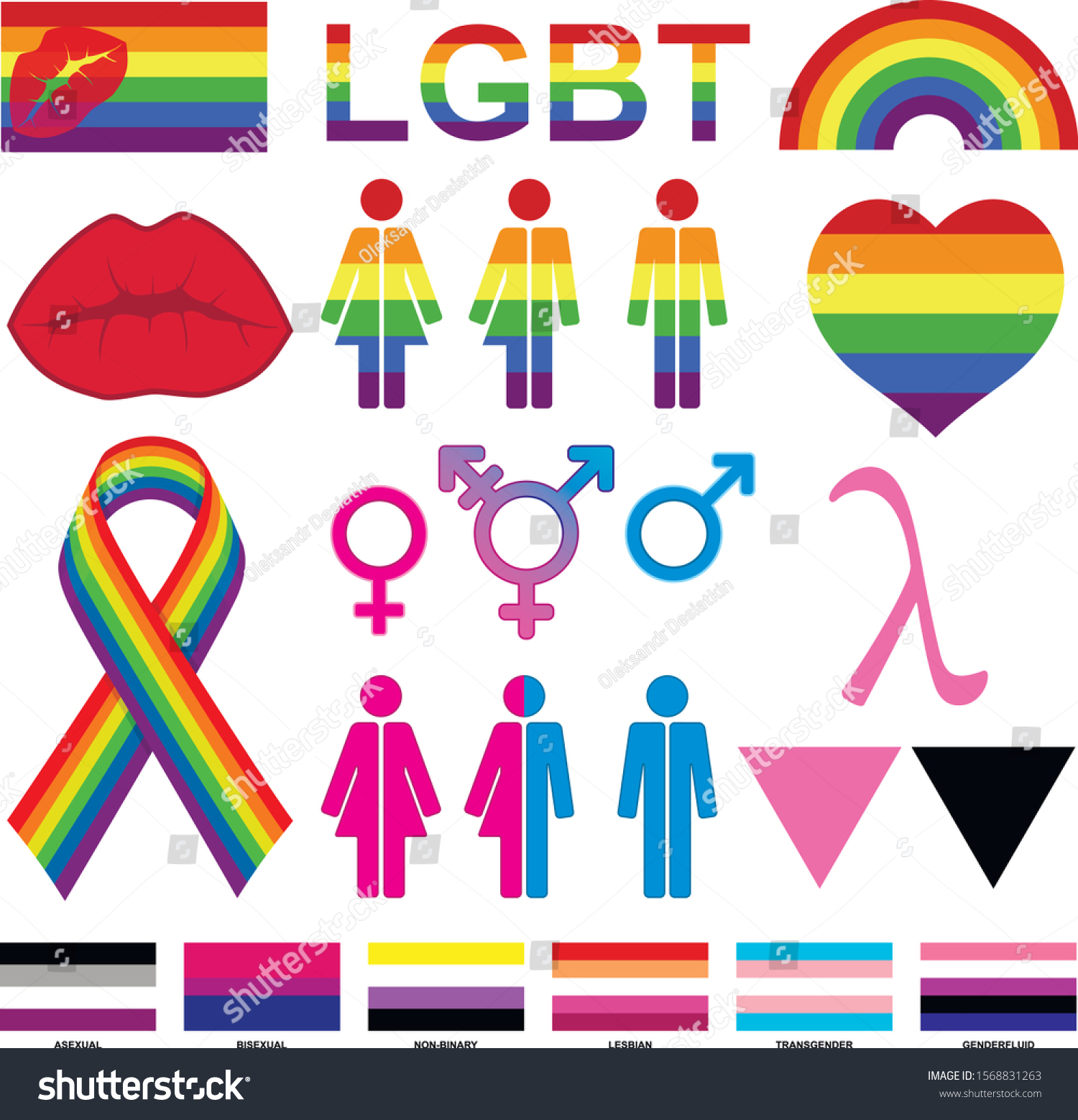 Vektor Stok Lgbt Symbols Symbols Gender Community Flags Tanpa Royalti 1568831263 Shutterstock 
