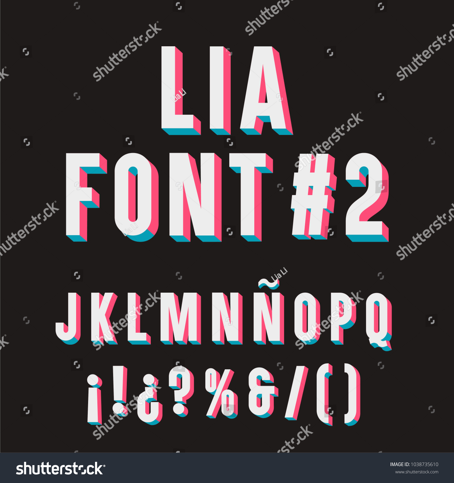 Lia Font 2 3d Typography Set Stock Vector Royalty Free