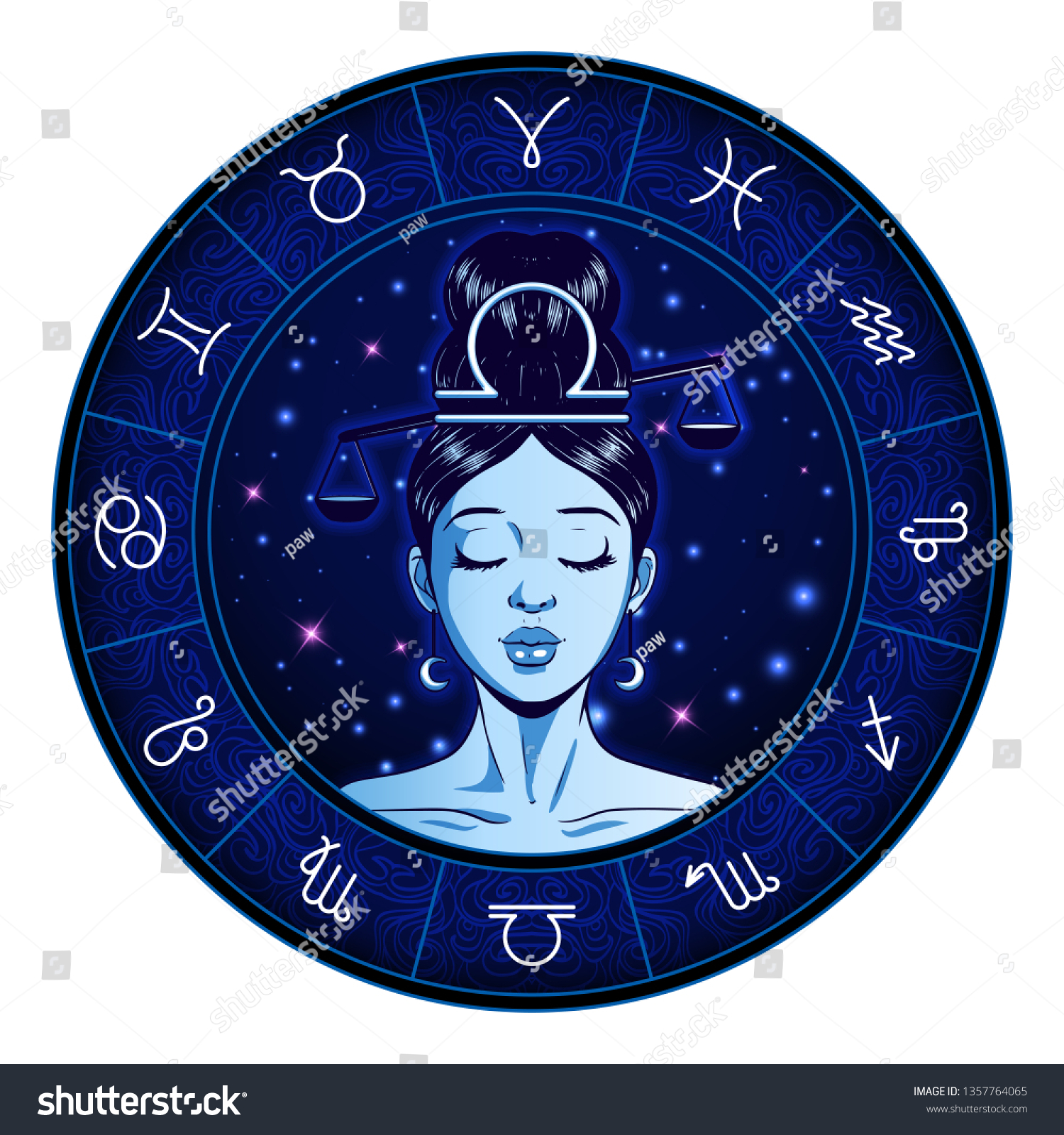 Zodiac Sign Digital Artwork Libra Poster Astrology