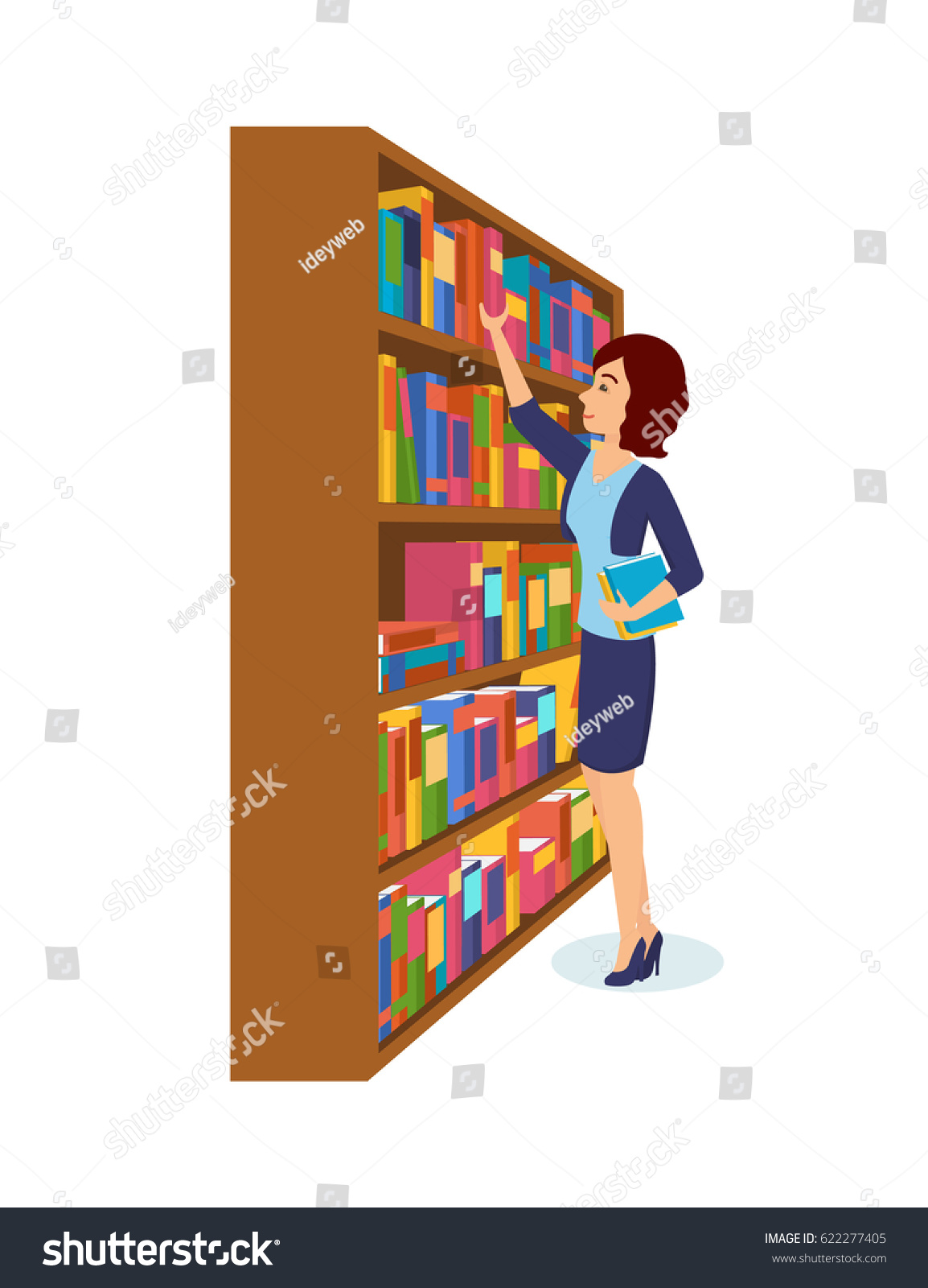 Library Bookstore People Girl Take Books Stock Vector Royalty Free 622277405