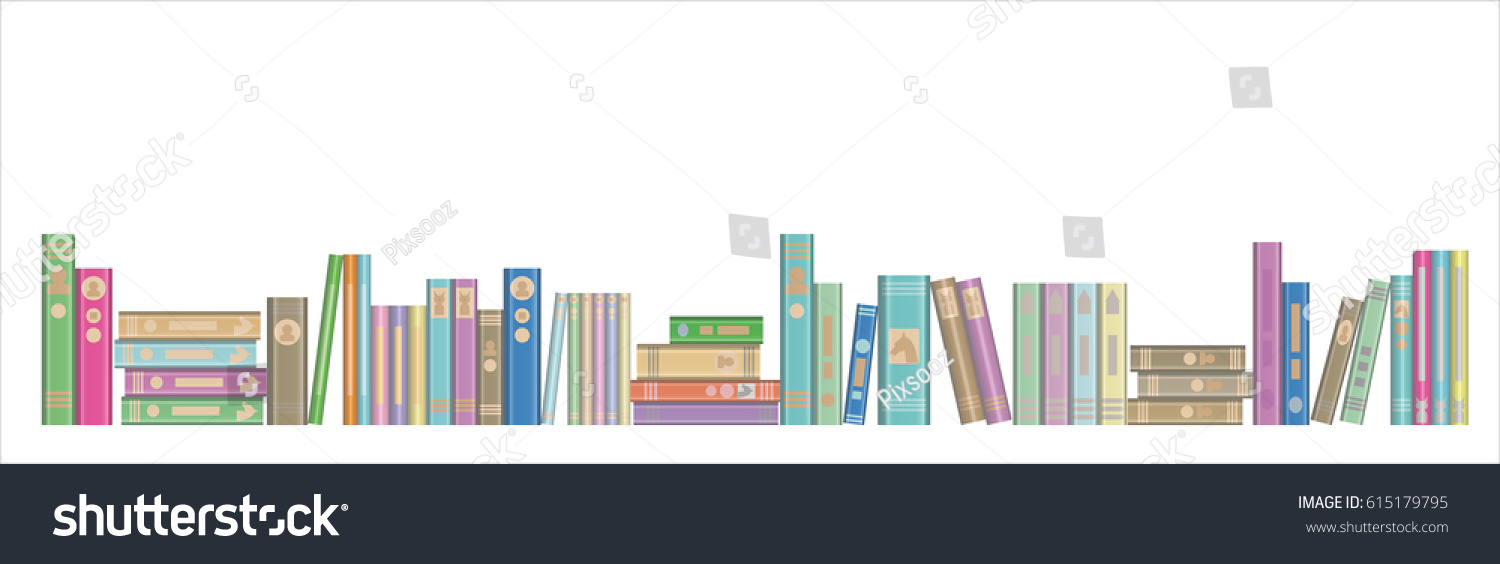 Library Book Banner Books Row Stock Vector (Royalty Free) 615179795 ...