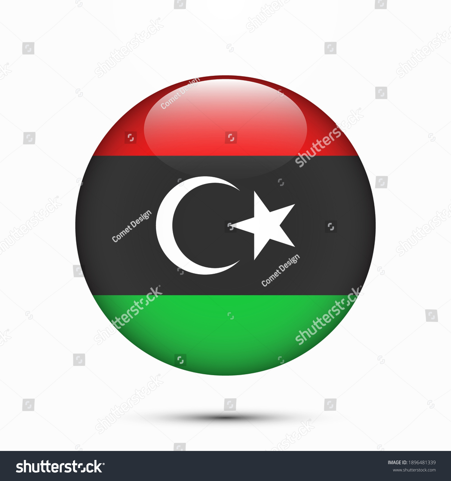 Libya Flag Circle Shape Button Glass Stock Vector (Royalty Free ...