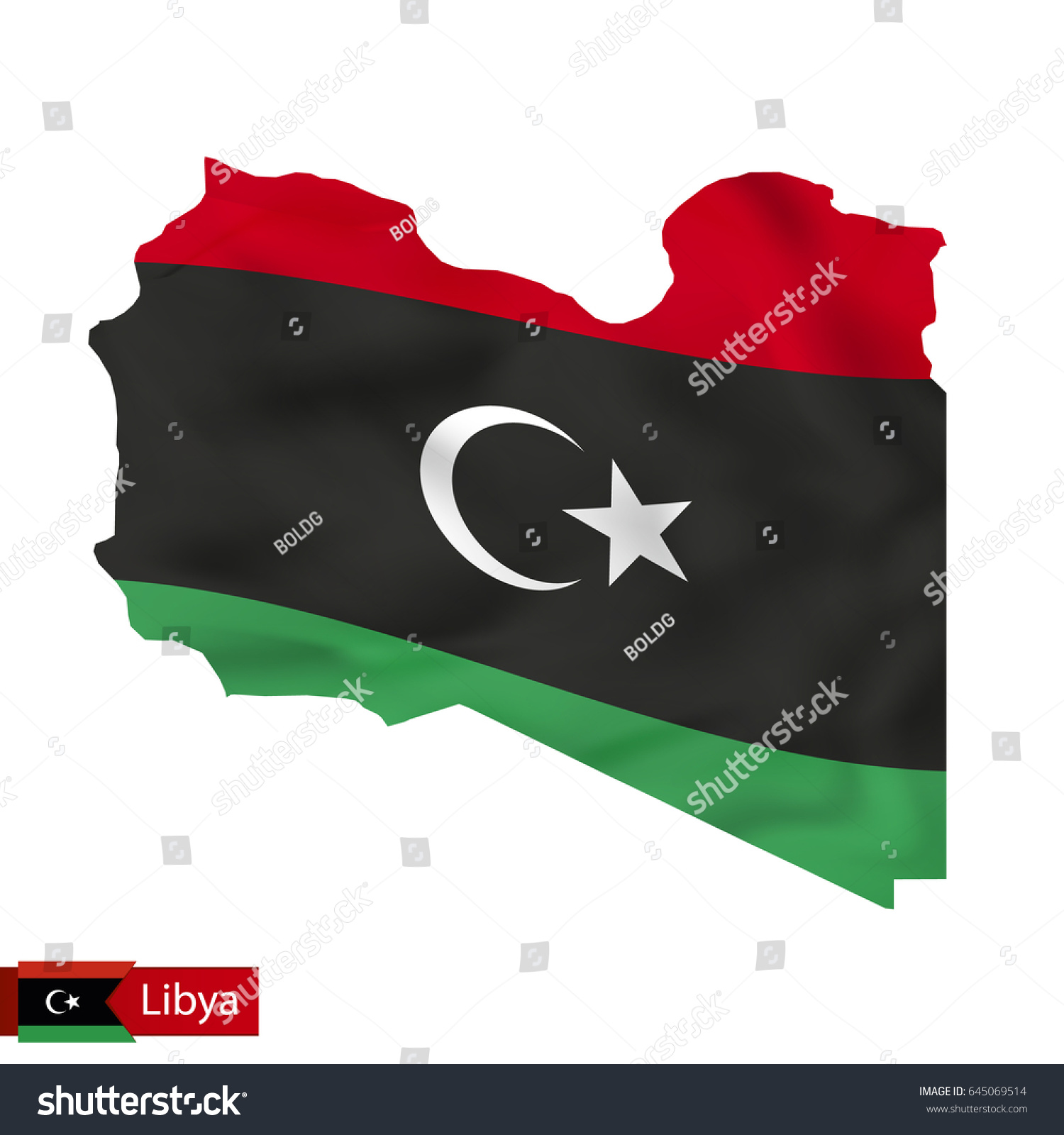 Libya Map Waving Flag Country Vector Vector De Stock Libre De